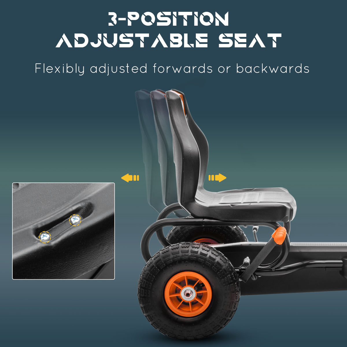 Kids Pedal Go Kart Ride-on Toy with Ergonomic Comfort, Pedal Car with Tough, Wear-Resistant Tread for Ages 5-12, Orange