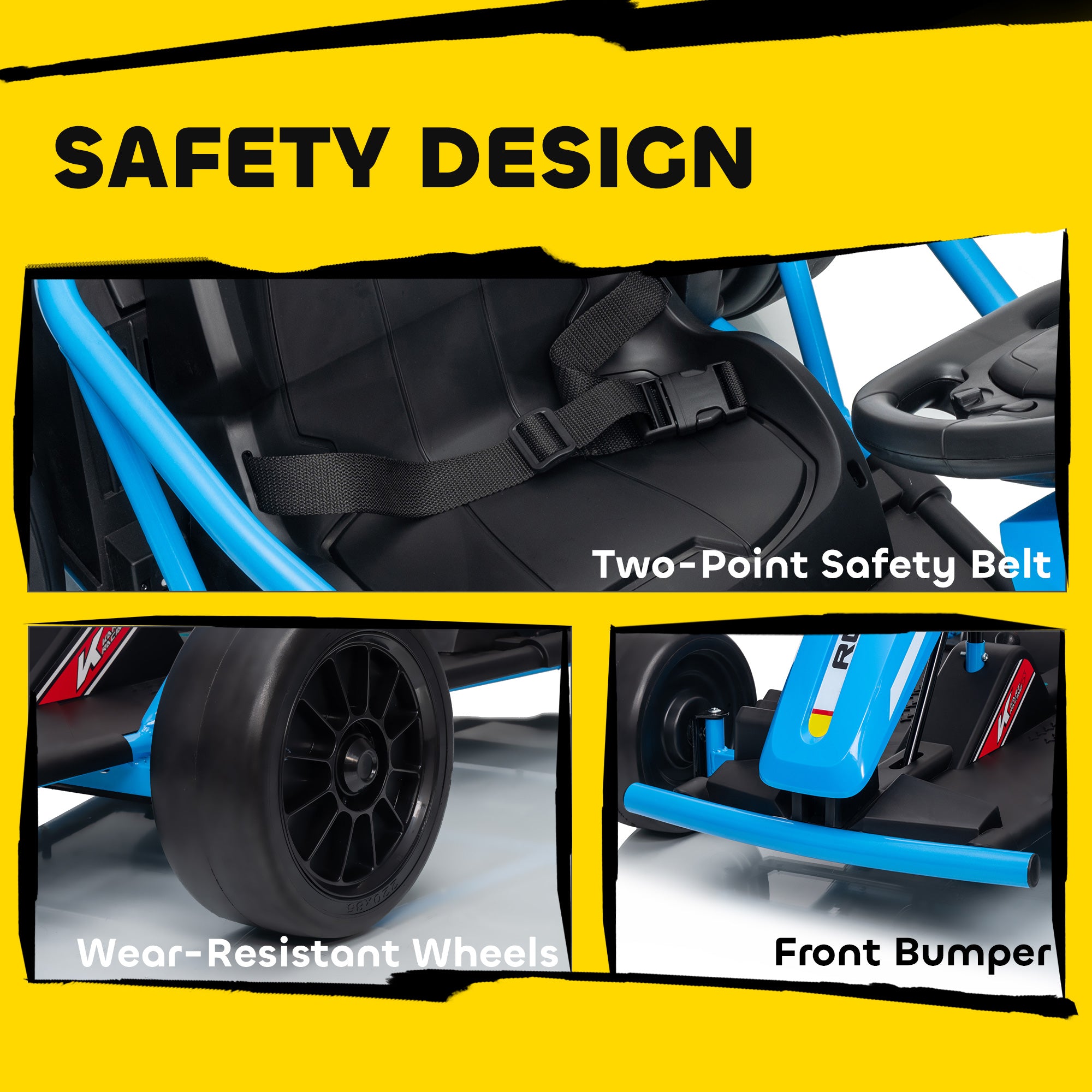 24V 7AH Kids Electric Go Kart, 8.1 MPH Battery Powered Drift Kart with Dual Motors, Soft Start for 8-12 Years, Blue