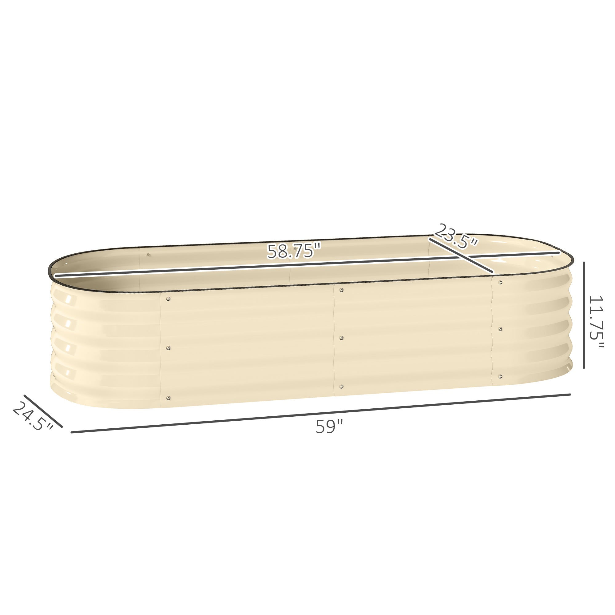 4.9' x 2' x 1' Galvanized Raised Garden Bed Kit, Metal Planter Box with Safety Edging, Cream - Cream White - Image 3
