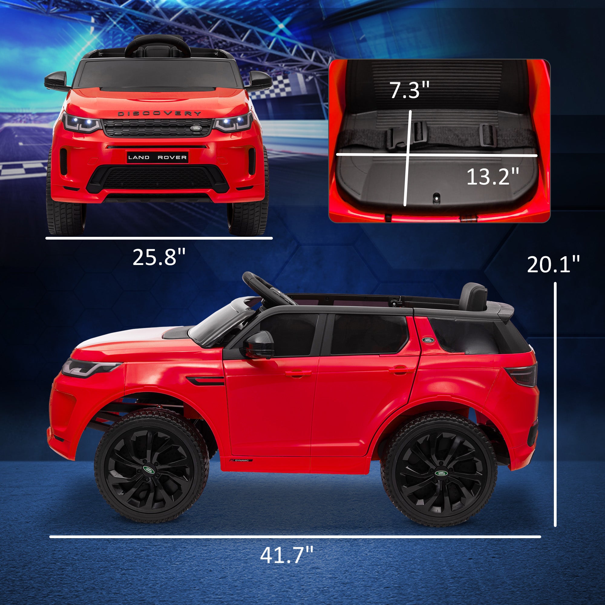 Land Rover Discovery Sport Licensed 12V Kids Ride on Car with Remote Control Soft Start, LED Lights, Red