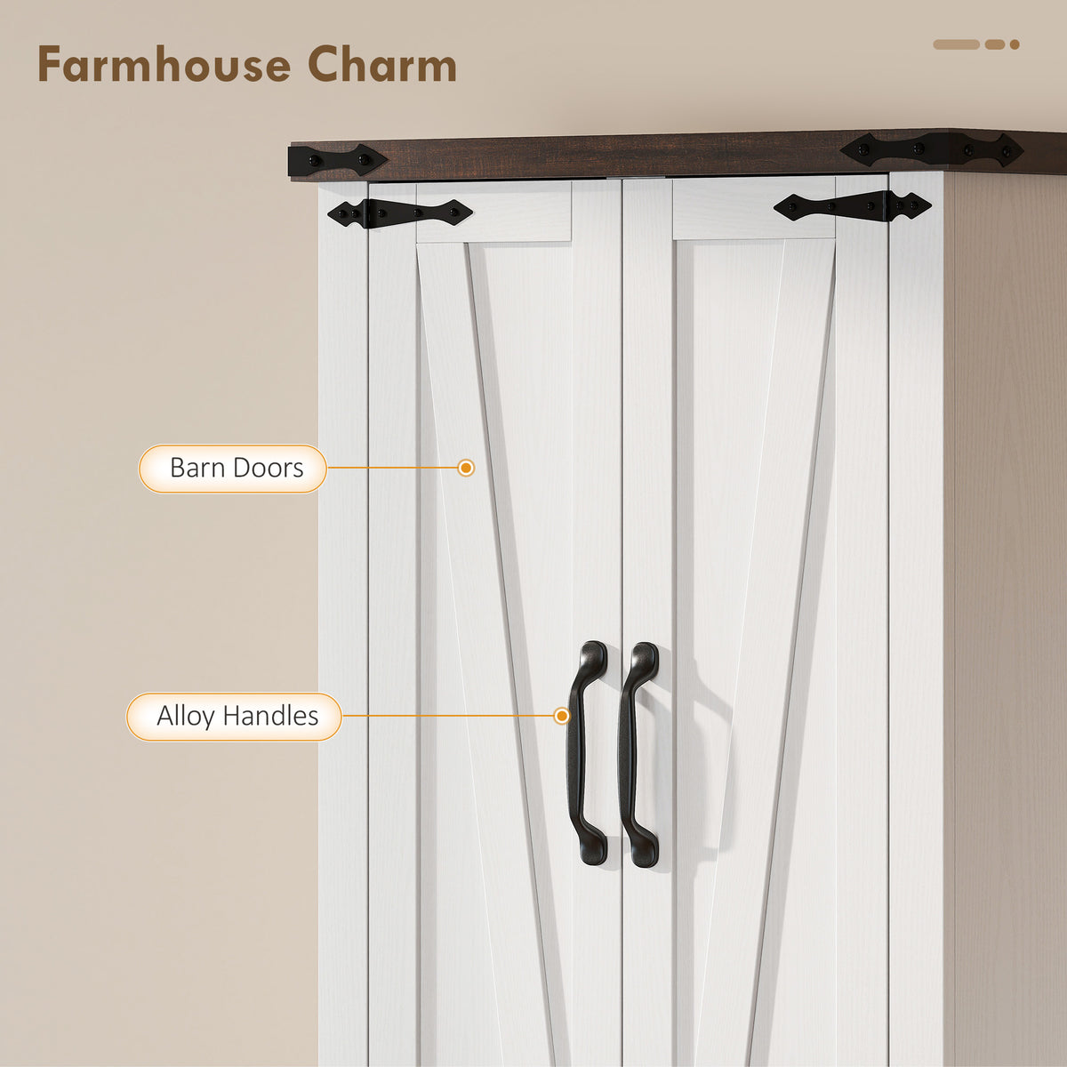 72" Tall Pantry Cabinet, Farmhouse Freestanding Kitchen Storage Cabinet with Adjustable Shelves for Dining Room, White