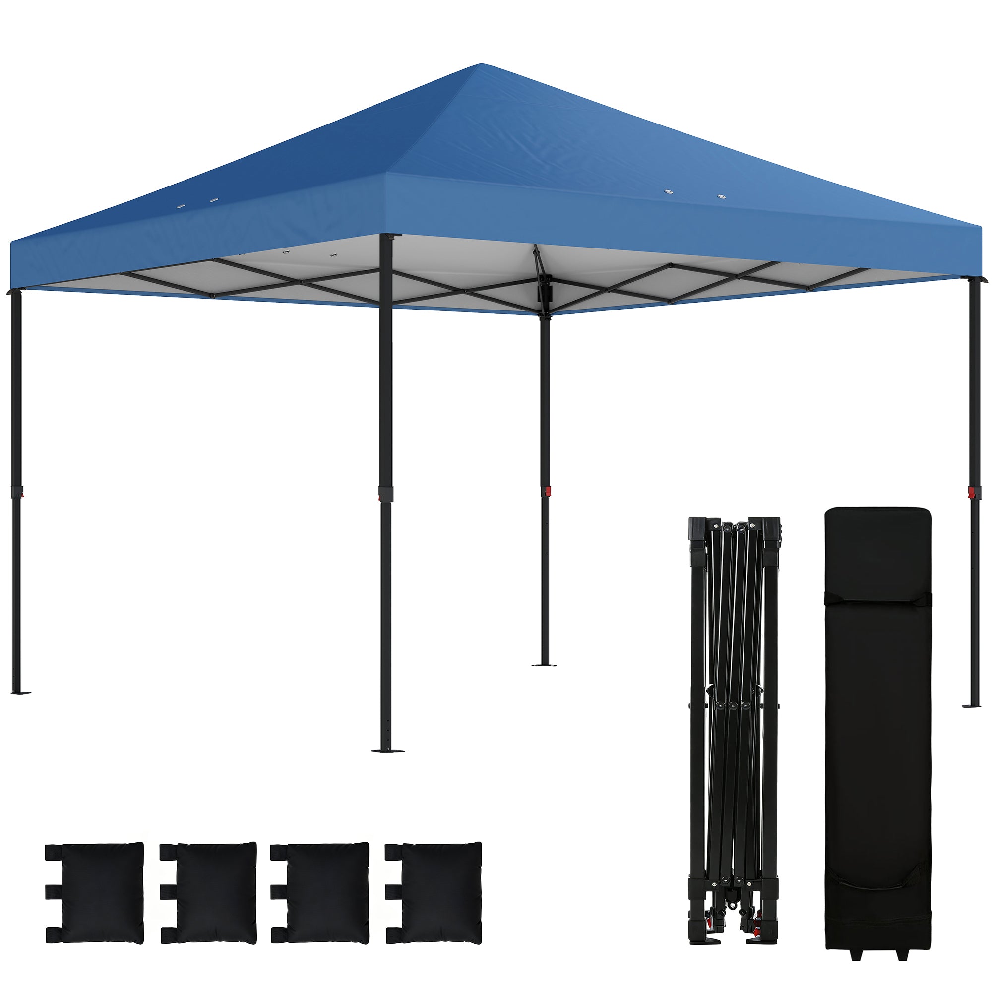 10 x 10 ft Pop Up Canopy Tent with One Push Setup, Outdoor Portable Instant Canopy Shelter w/ Roller Bag, Dark Blue