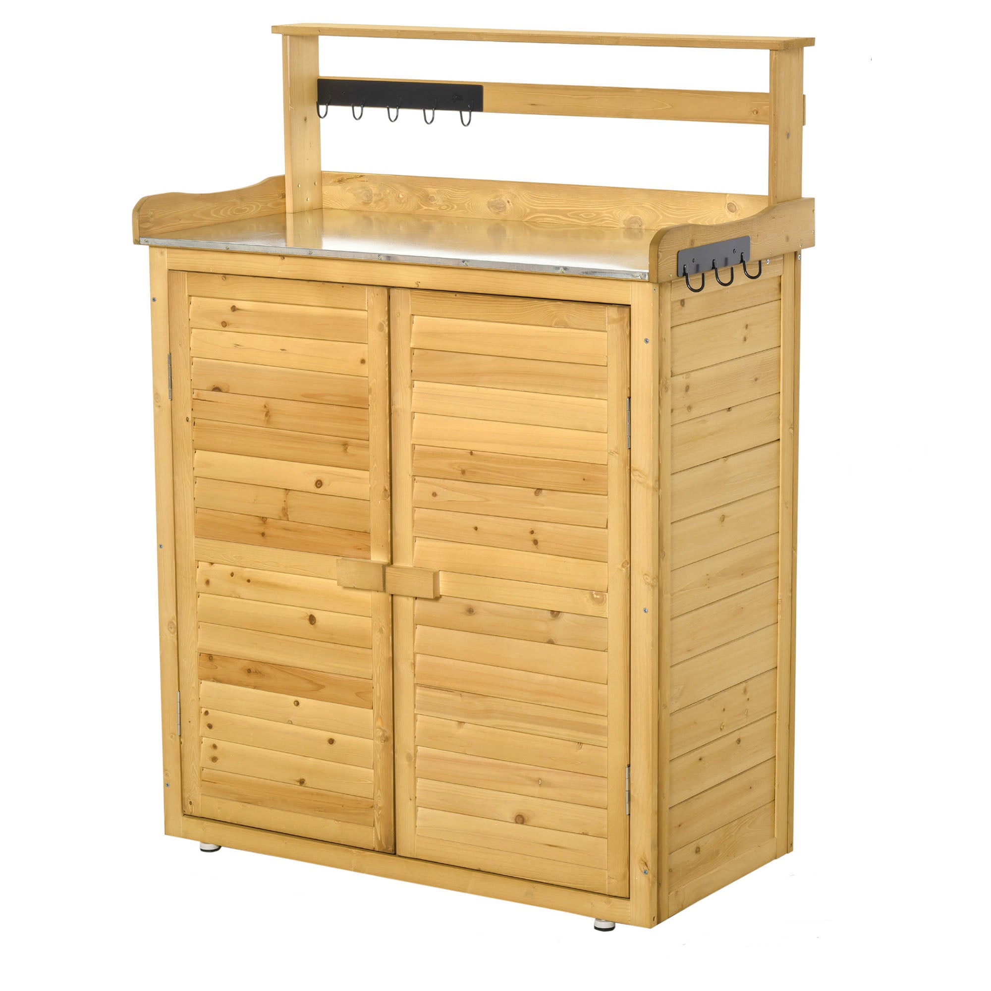 Backyard Garden Tool Storage Shed, Outdoor Storage & Potting Bench with 2 Magnetic Close Doors & Large Interior Storage Space - Yellow