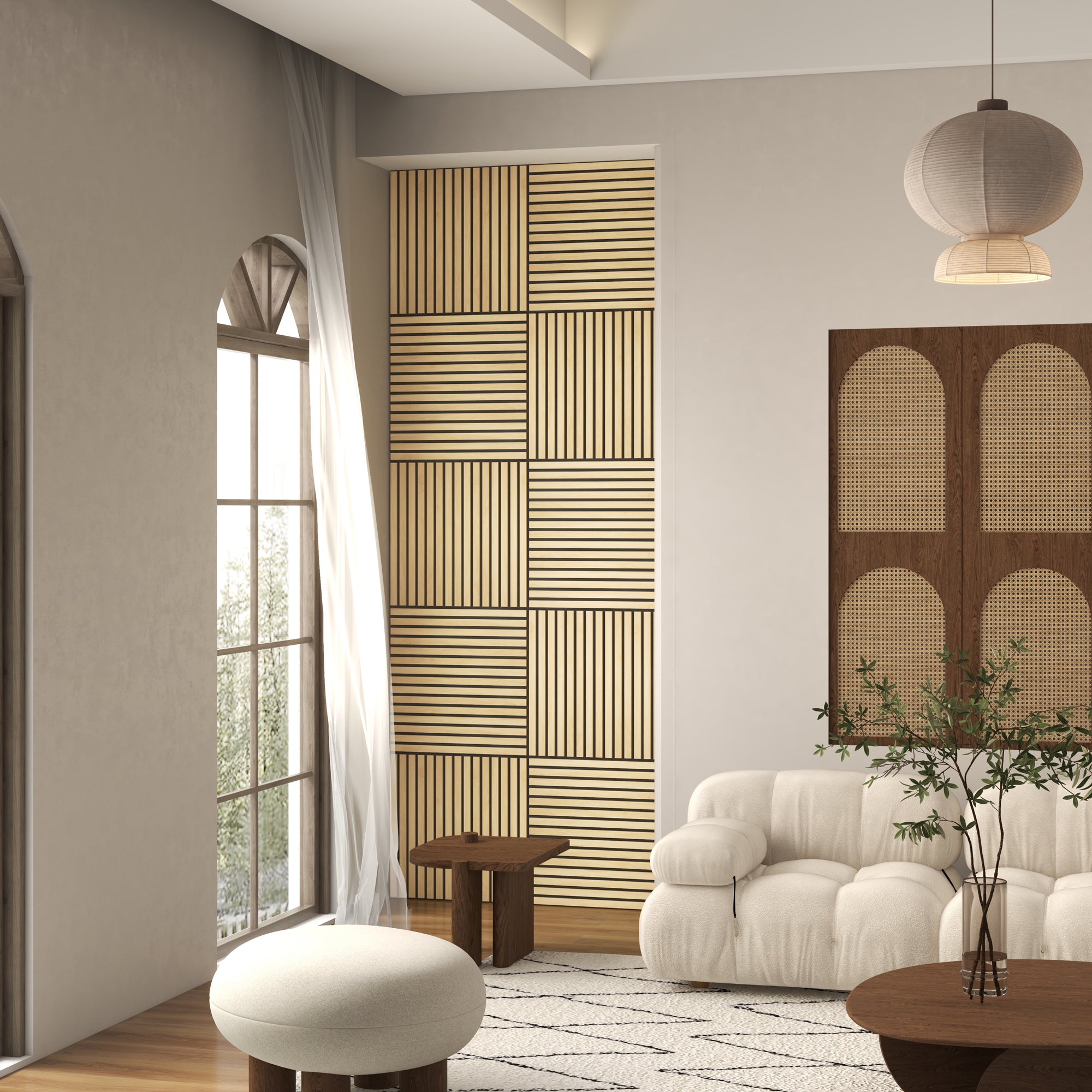 24" x 24" Wood Panels for Wall, 4 Pack Acoustic Panels, Sound Absorbing Slat Wall for Wall Decor, Home, Oak