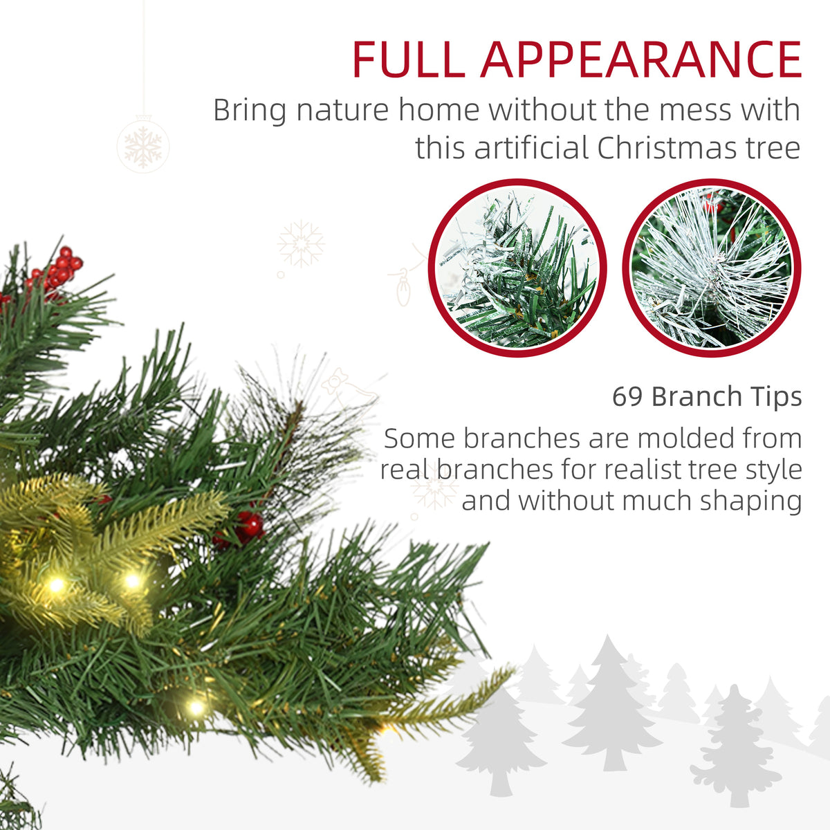2 Ft/22 inch 2 Pack Prelit Artificial Christmas Tree Cordless with 69 Branches, Warm White LED Lights, Red Berries, Pine Cones, for Outdoor Entryway, Green