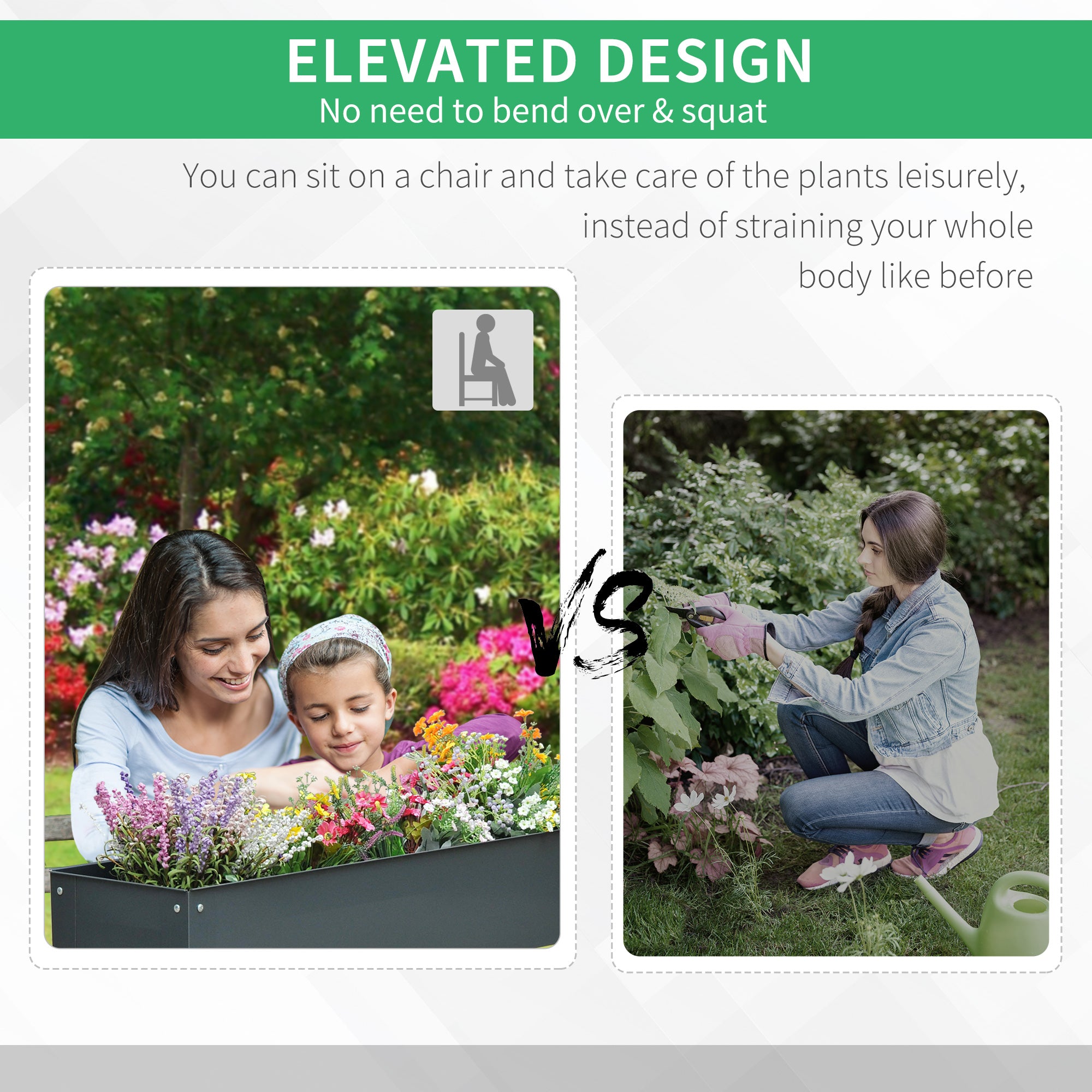 Metal Raised Garden Bed, Elevated Planter Box with Legs and Drain Holes, Dark Gray - Grey - Image 7