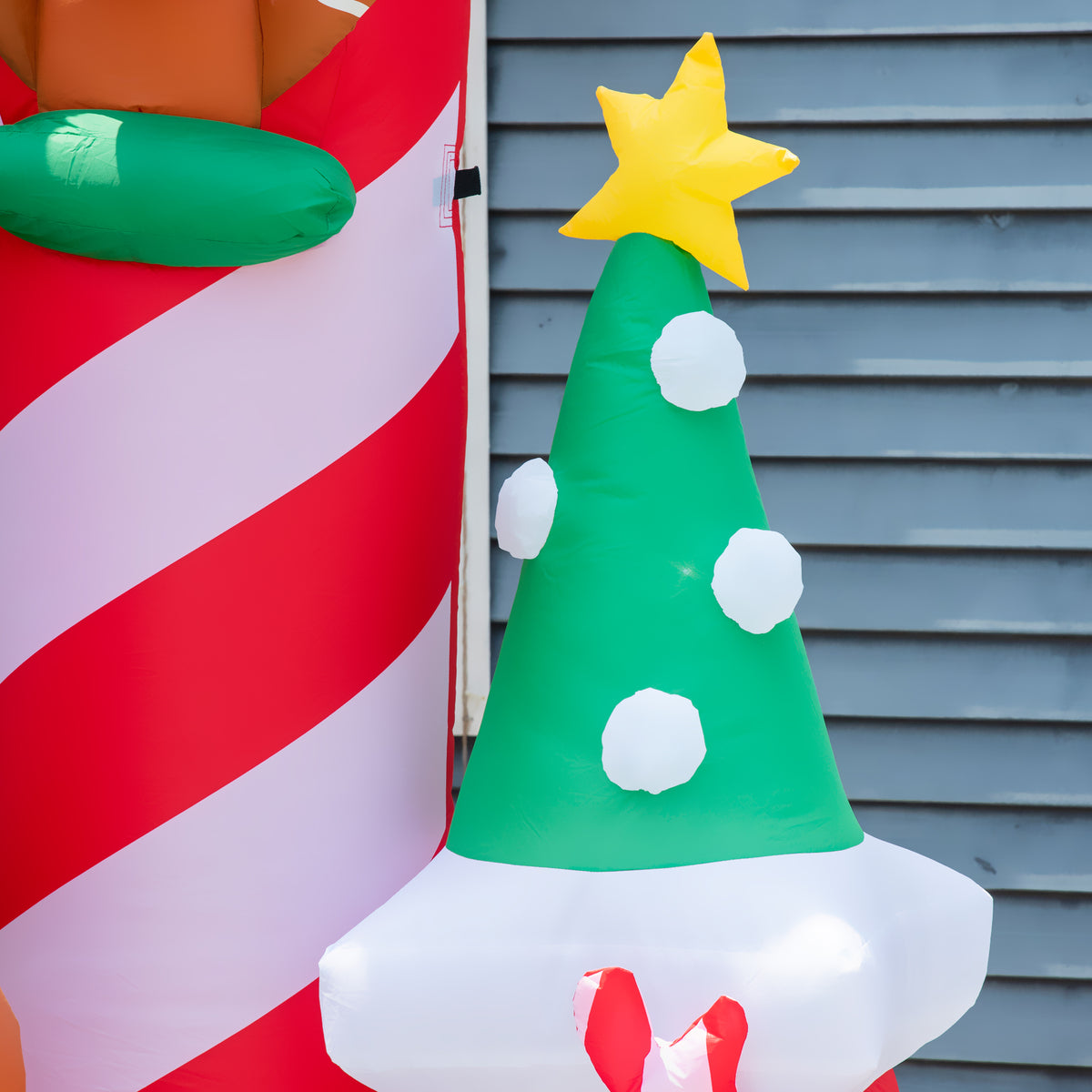 10ft Christmas Inflatables Outdoor Decorations Candy Castle, Blow-Up LED Yard Christmas Decor, Built-in Rotating Colorful Light for Garden, Lawn, Party