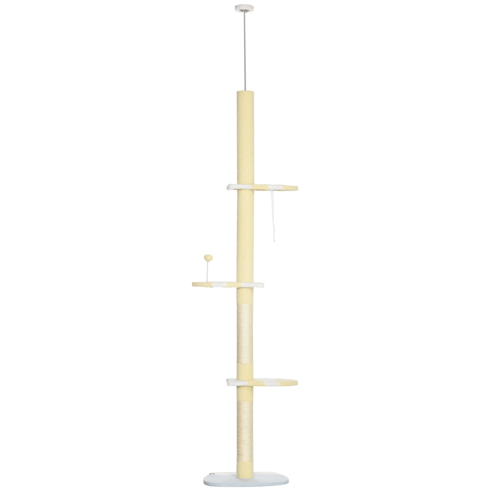 4-Tier Floor to Ceiling Cat Tree Height Adjustable 87 -103 Inch - Yellow