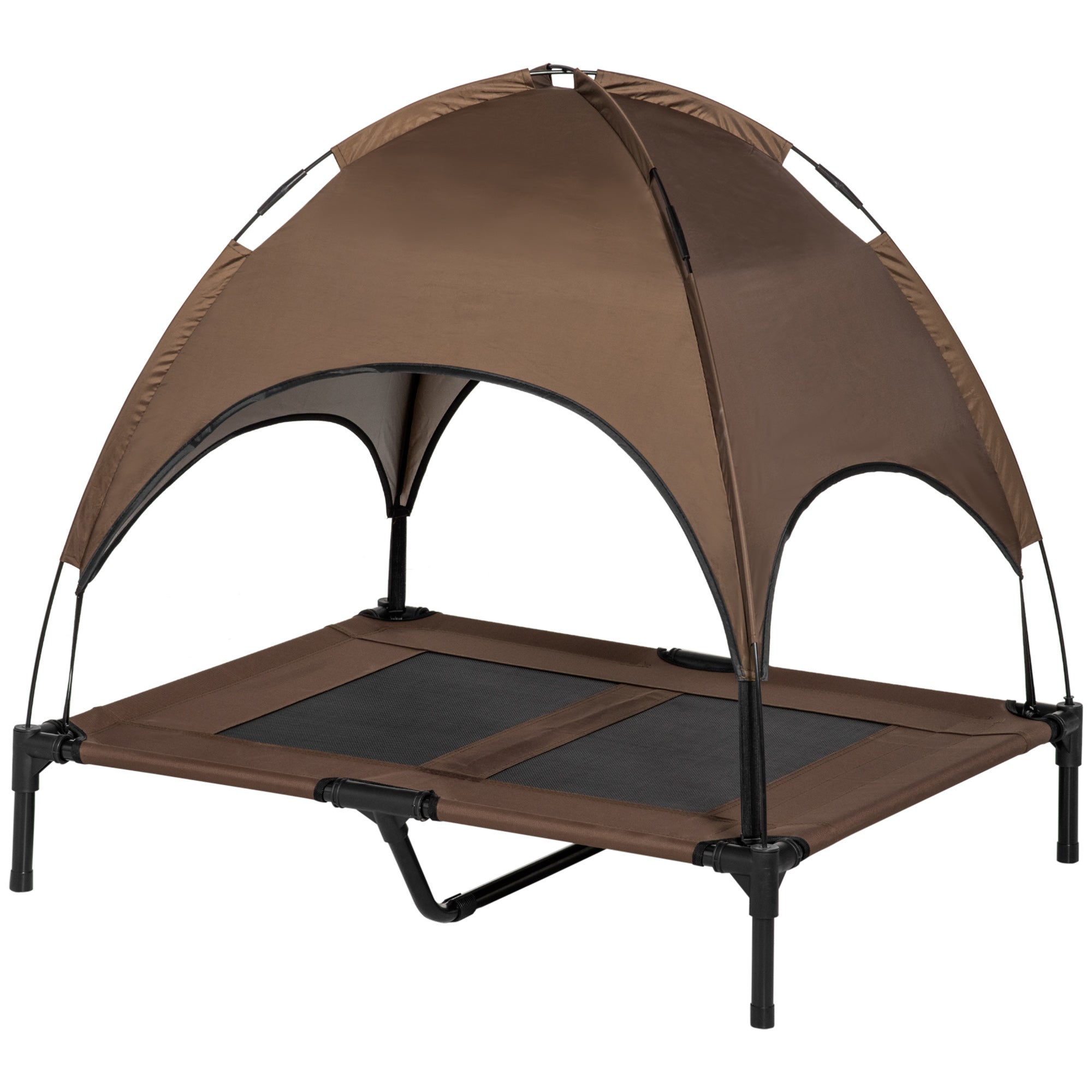 Elevated Portable Dog Cot Pet Bed with UV Protection Canopy Shade, 36 inch, Coffee - Coffee