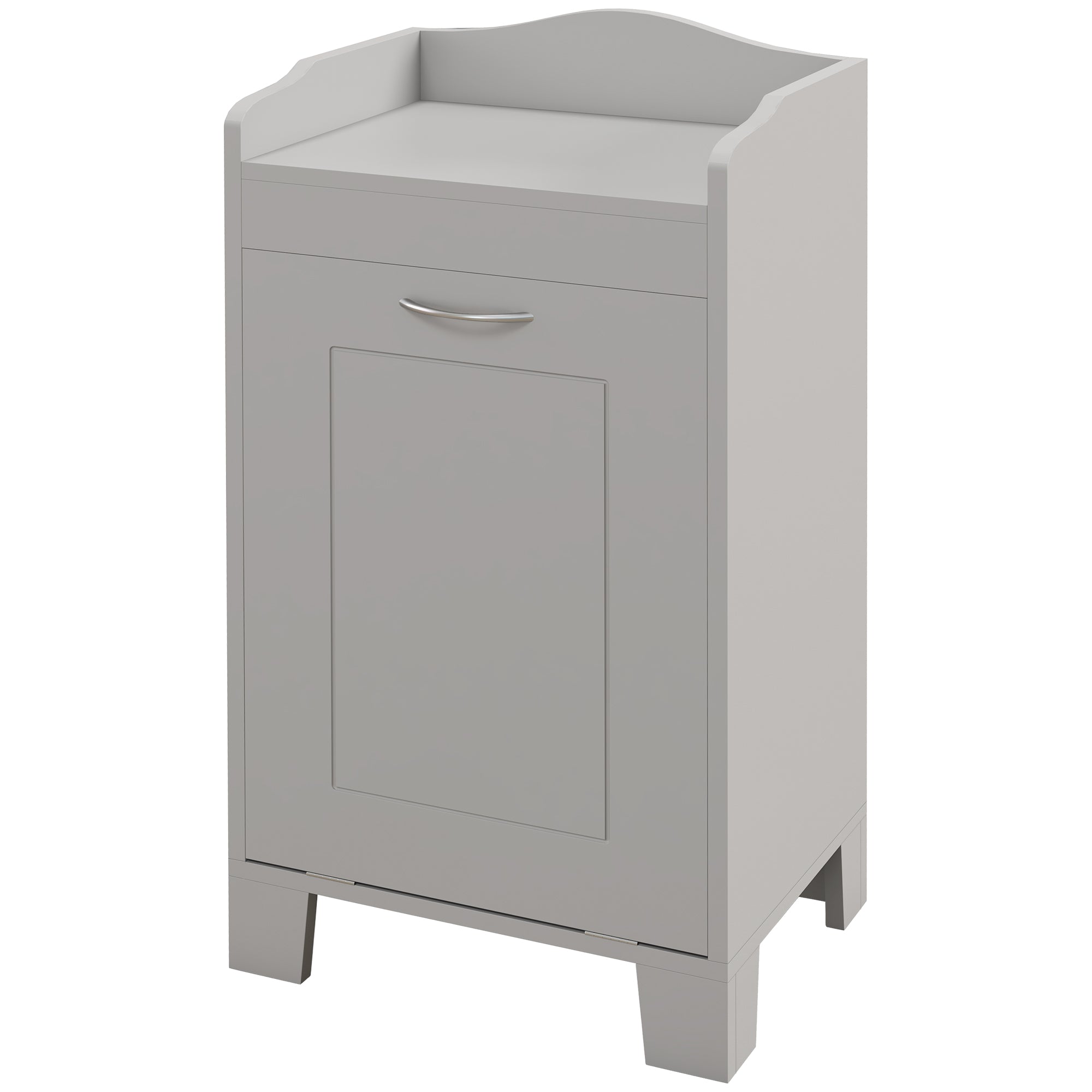 Tilt-out Laundry Storage Cabinet with Tabletop and Compartment Hamper, Gray