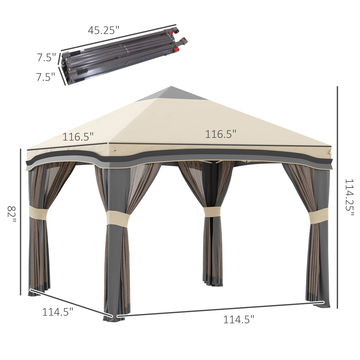 10' x 10' Pop Up Canopy Tent with Netting, Instant Tents for Parties, Height Adjustable, Beige