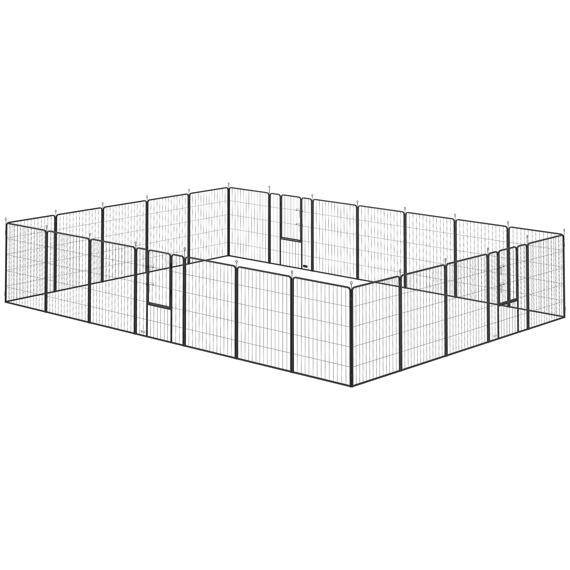 Dog Playpen for Indoor Outdoor, 24 Panels 39" H Puppy Playpen with Lockable Door, DIY Shape Pet Exercise Fence, Gray - Black