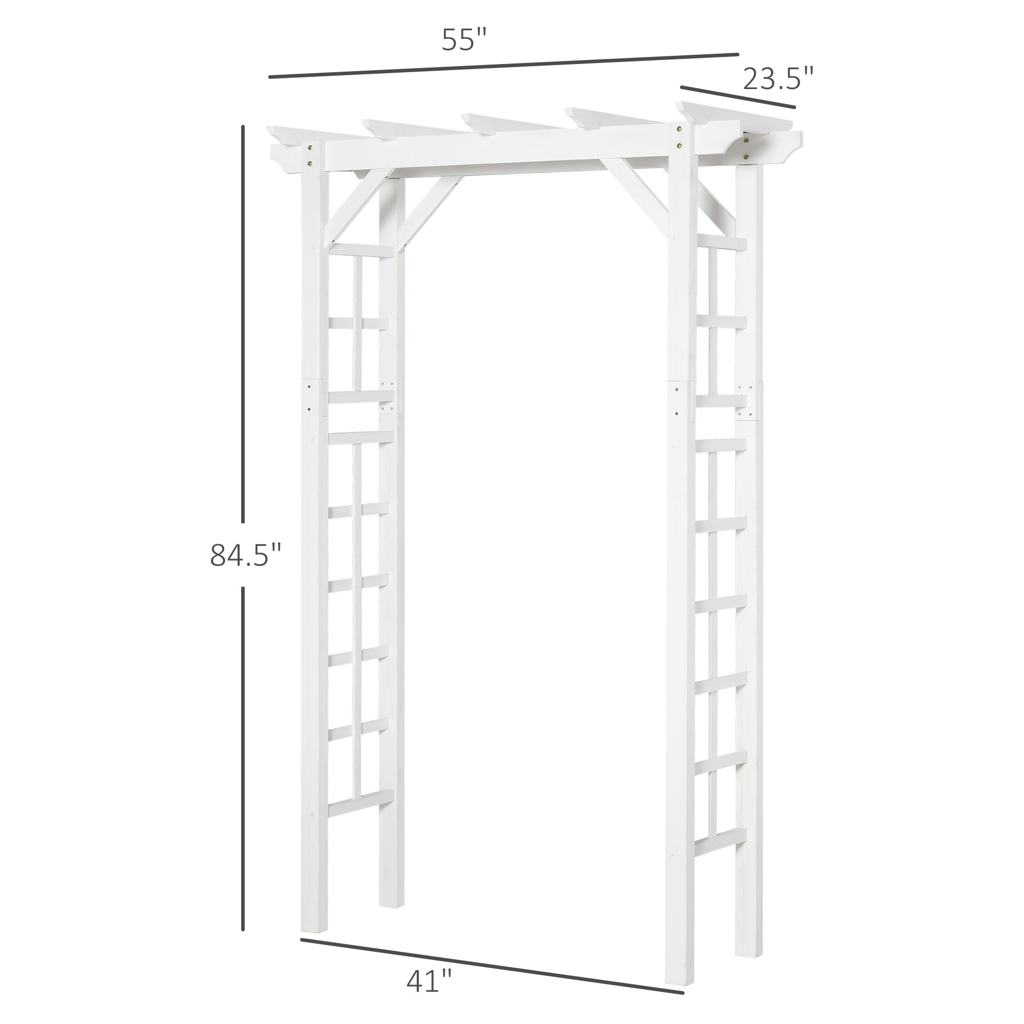 85" Wooden Garden Arbor for Wedding and Ceremony, Outdoor Garden Arch Trellis for Climbing Vines - White - White - Image 3