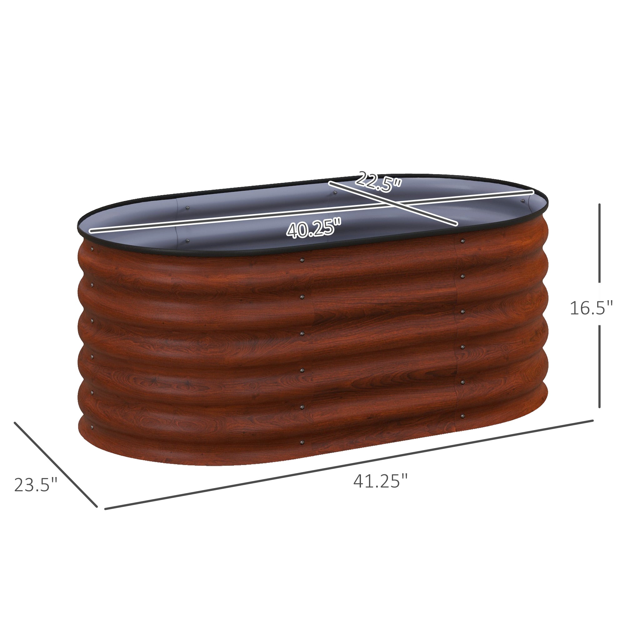 3.4' x 2' x 1.4' Galvanized Raised Garden Bed Kit, Metal Planter Box with Safety Edging, Brown - Brown - Image 3