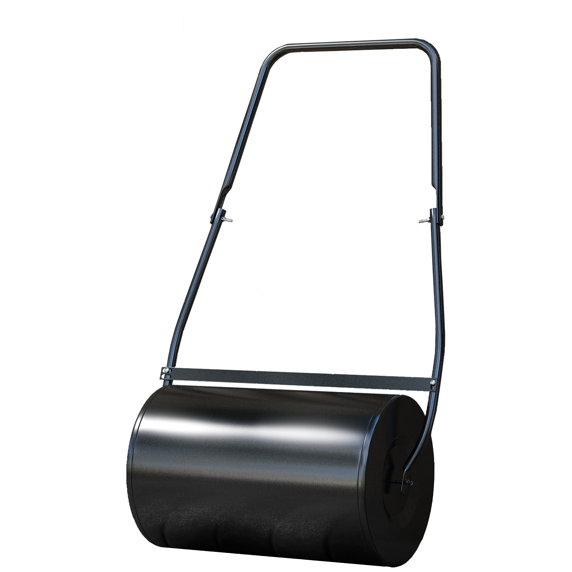 38L Heavy Duty Push/Tow Poly Lawn Roller, U-handle Garden Roller Filled with Water or Sand - Black