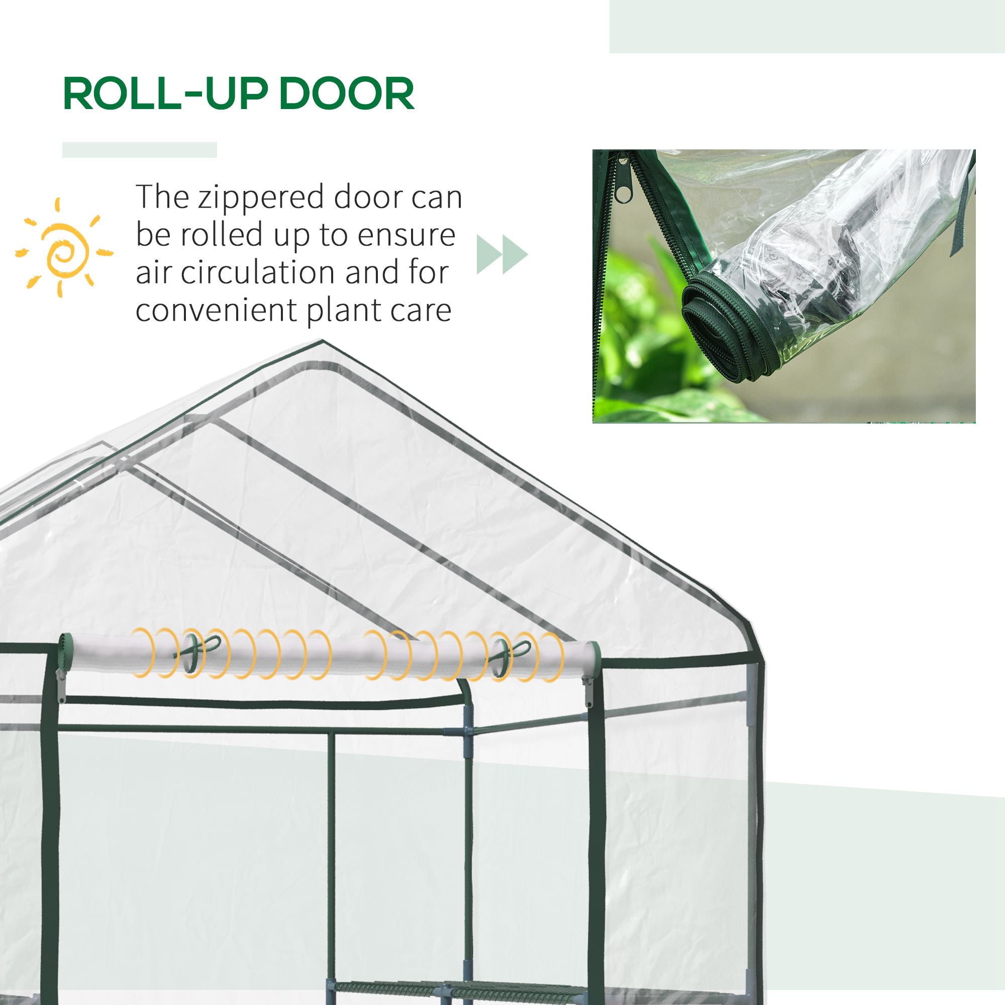 5' x 5' x 6' Mini Walk-in Greenhouse Kit, Portable Green House with 3 Tier Shelves, Roll-Up Door, and Weatherized Plastic Cover for Backyard Garden, Clear - Clear - Image 6
