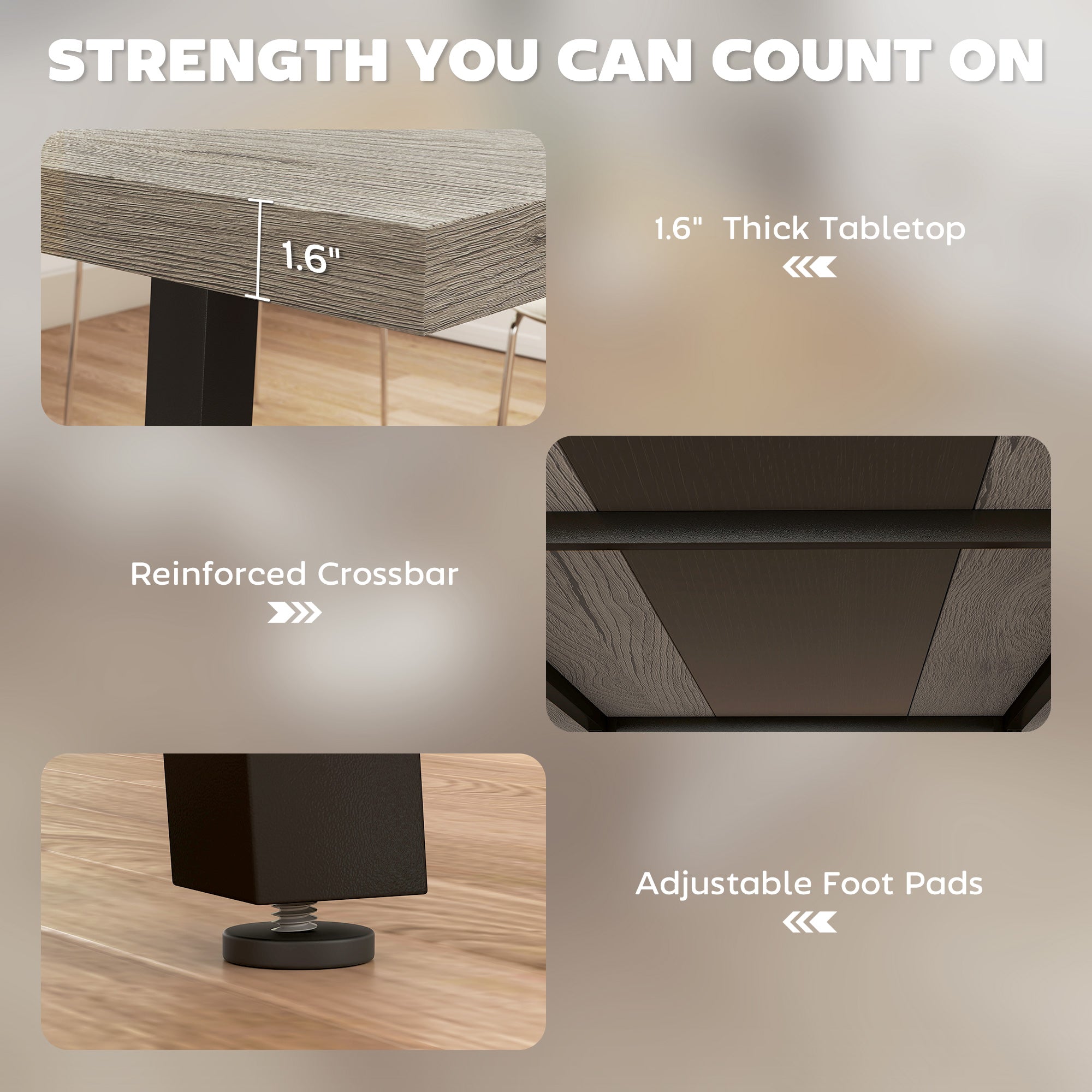 Industrial Kitchen Table for 8 People, 70.9" Long Dining Table with Large Tabletop and Steel Legs for Dining Room, Gray