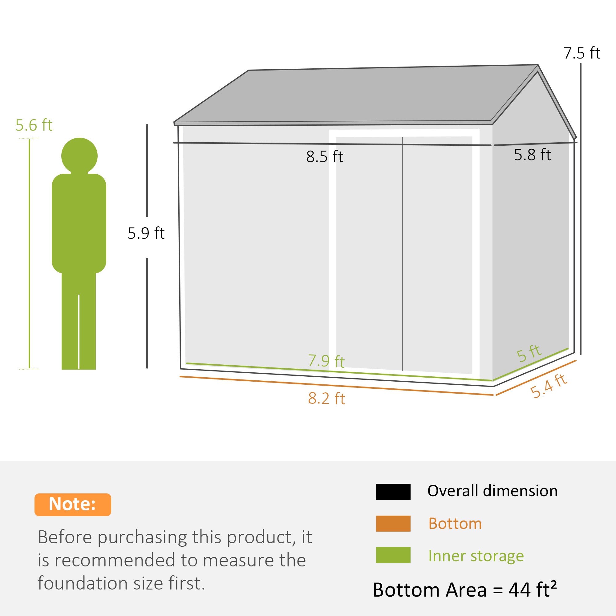 8' x 6' Metal Garden Storage Shed, Extra Large Outdoor Tool Storage House w/ Doors, Window and Air Vents, White - White - Image 3