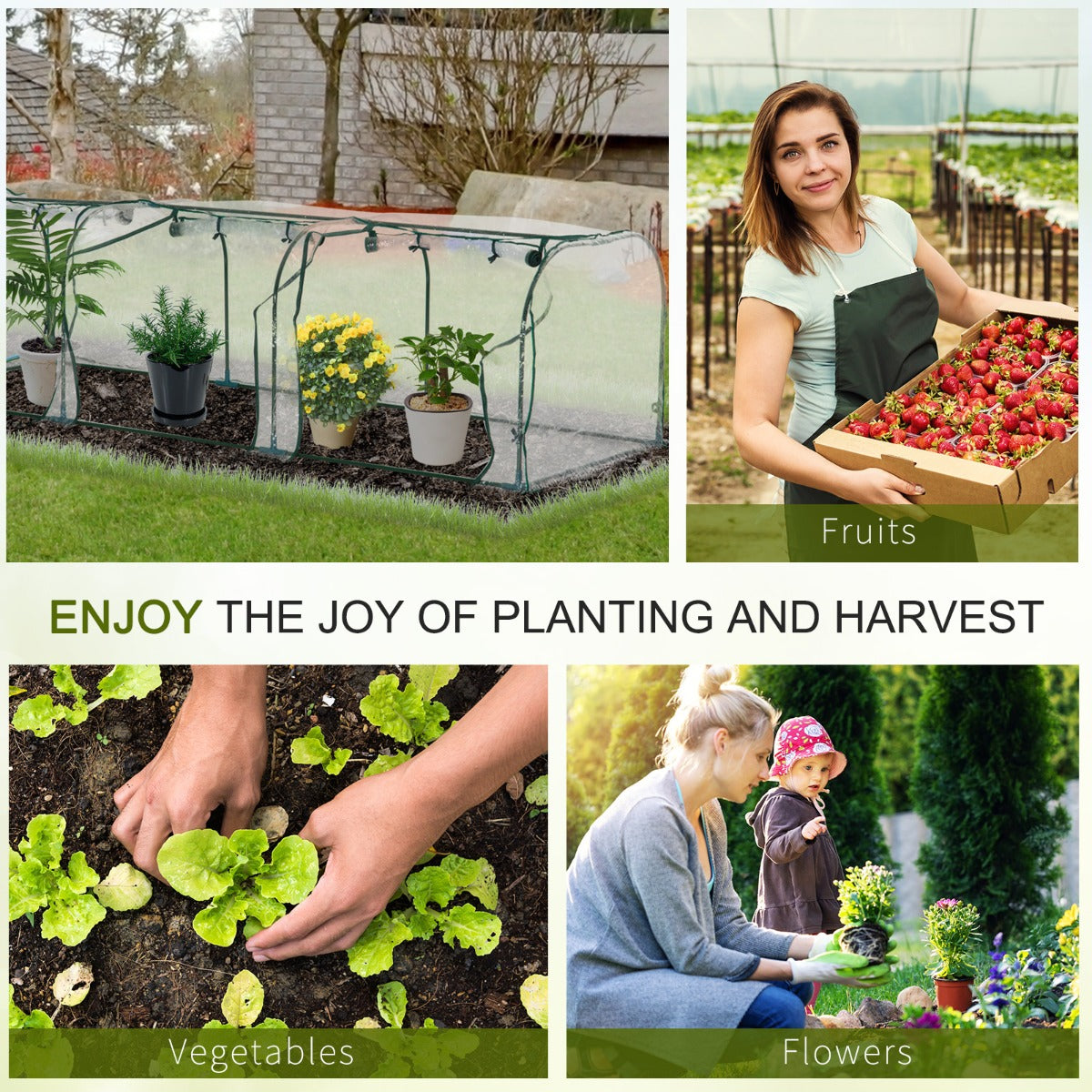 11.5' L x 3.25' W x 2.5' H PVC Metal Tunnel Garden Greenhouse Kit - Clear - Image 5