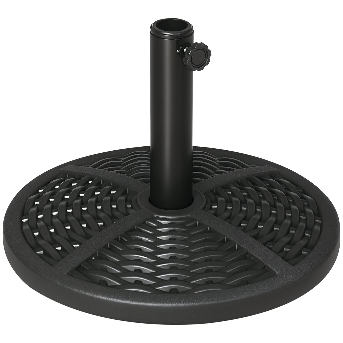 30 lbs. Market Umbrella Base Holder 18" Heavy Duty Round Parasol Stand with Rattan Design for Patio, Black