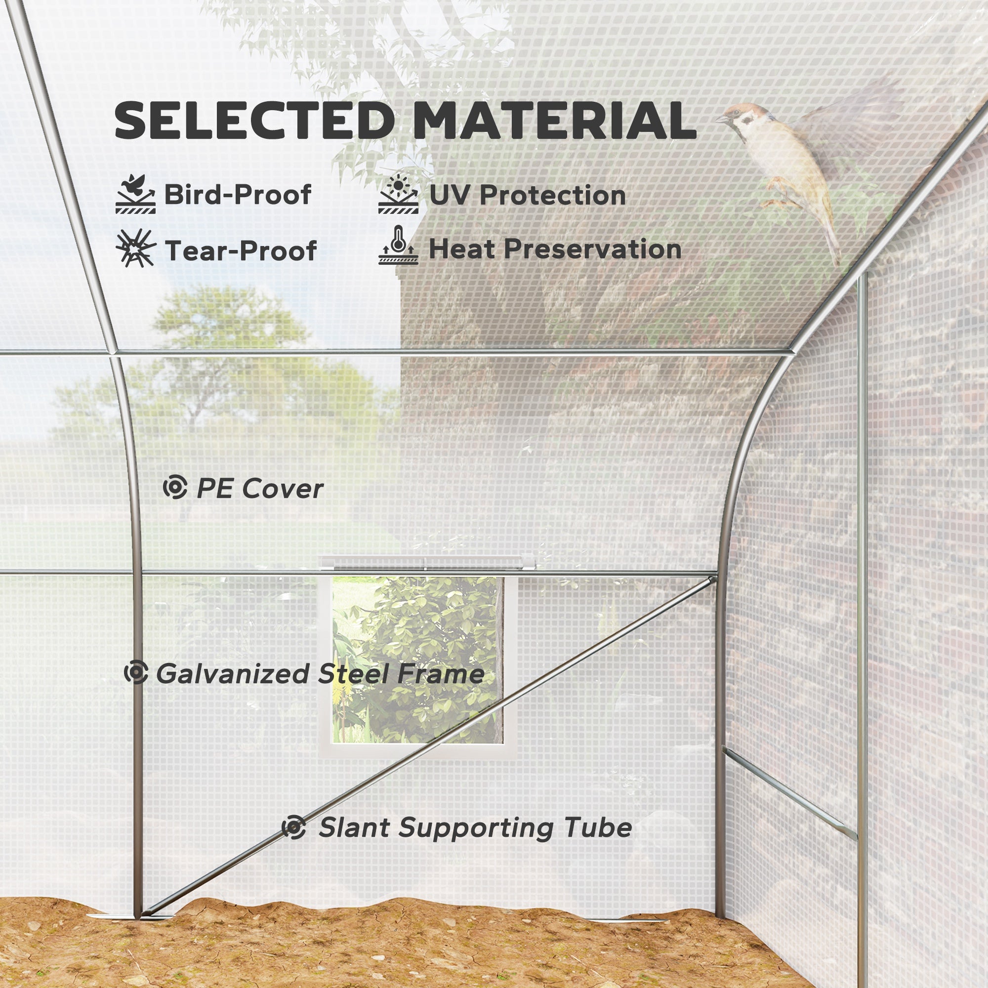 20' x 10' x 7' Tunnel Greenhouse Large Walk-In Warm House, Roll Up Door - White - Image 4