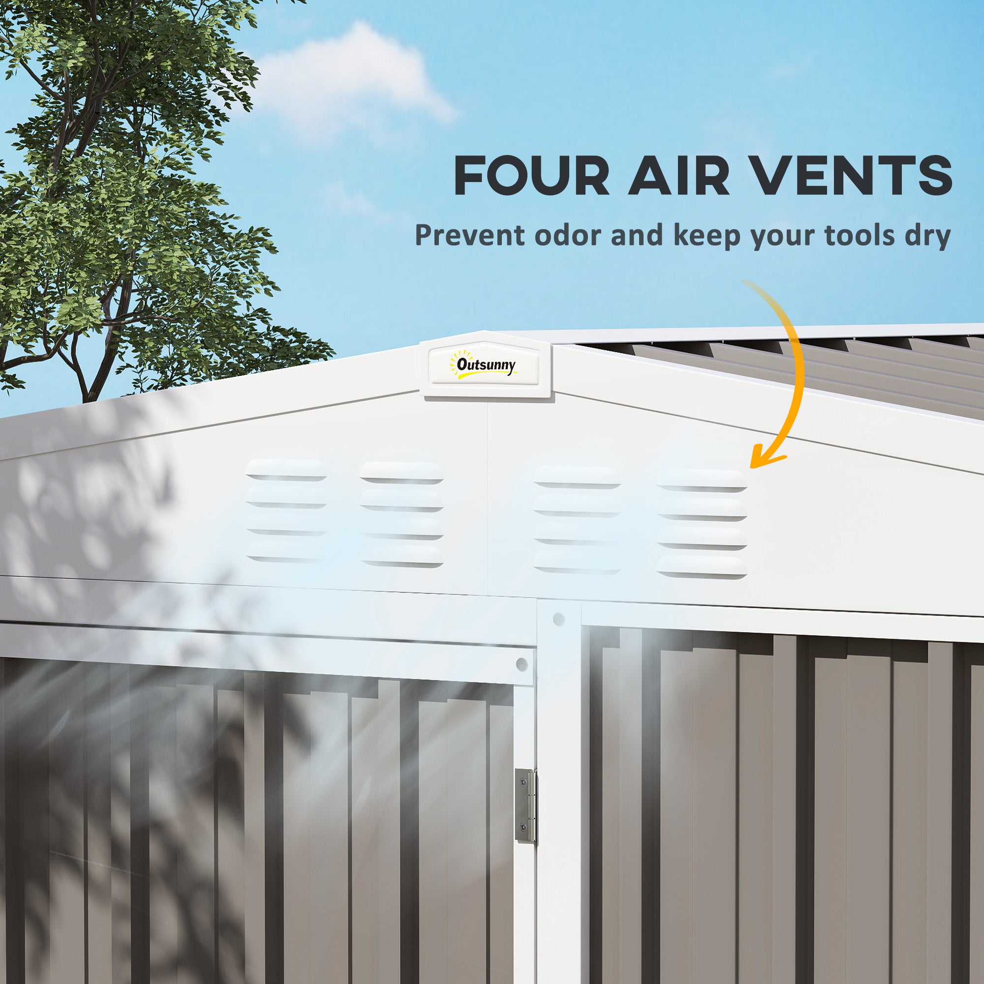 8 x 4ft Outdoor Garden Shed, Metal Shed with Air Vents and Lock for Backyard, Garden, Patio, Warm Gray - Gray - Image 5