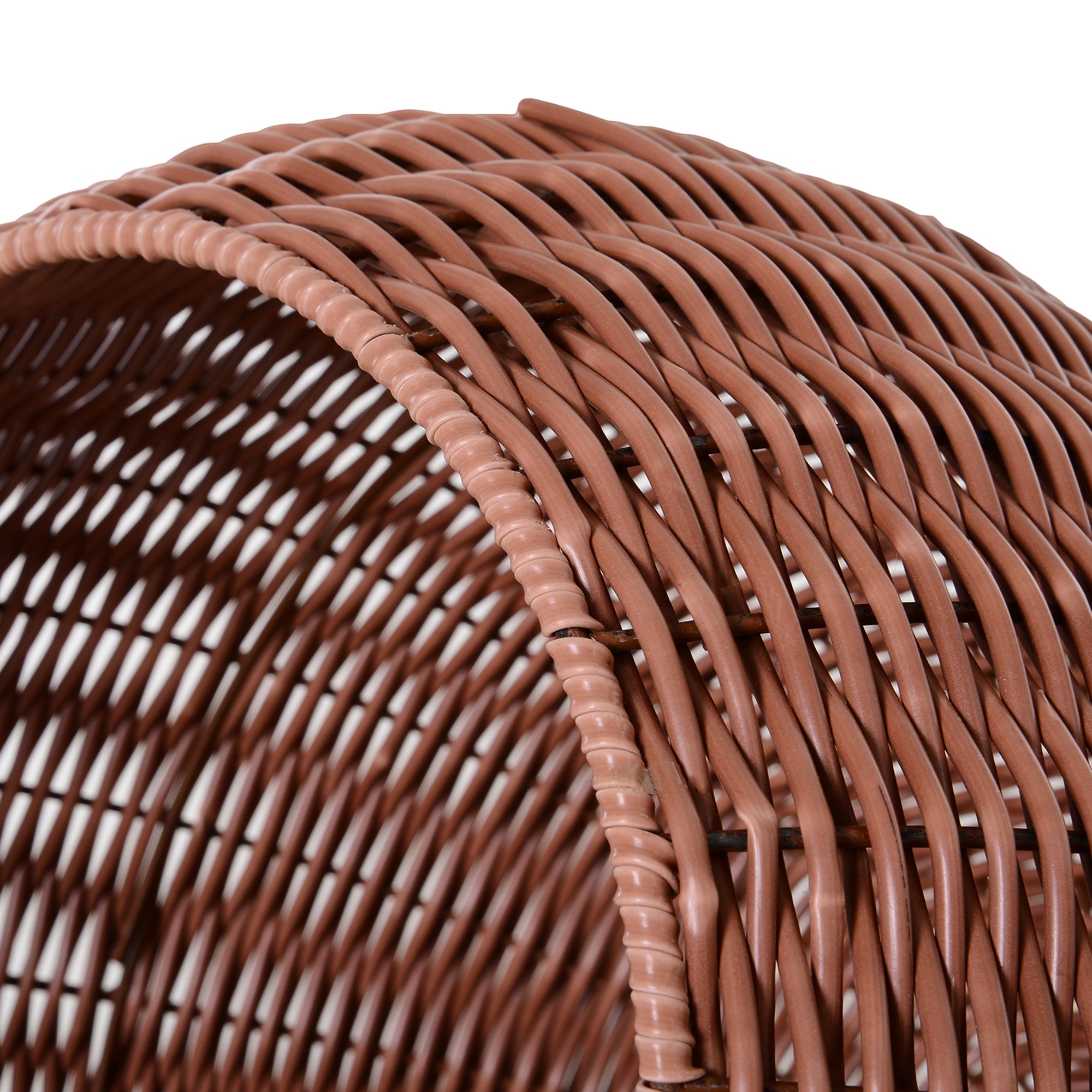 Elevated Cat Bed with Rotatable Egg Chair Pod, Cat Basket Bed with Thick Cushion, Natural Mat Grass Woven Kitty House, Brown - Brown - Image 8