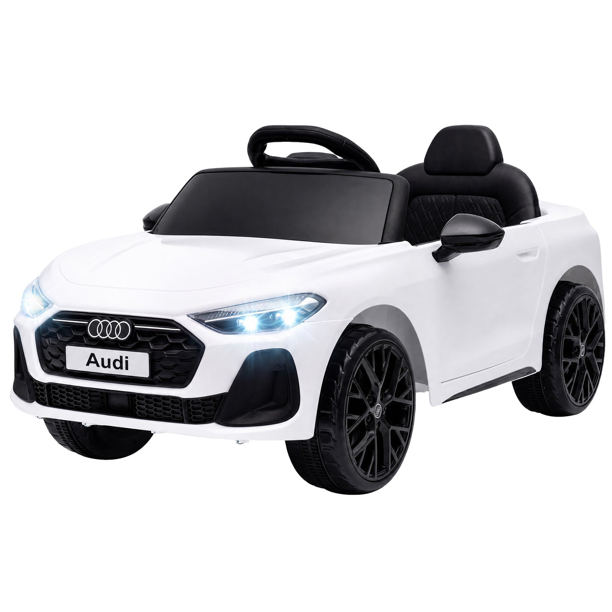 Audi A5L Licensed Electric Ride on Car for Kids 3-6 with Remote Control Dual Motors 4-Wheel Suspension Music, White