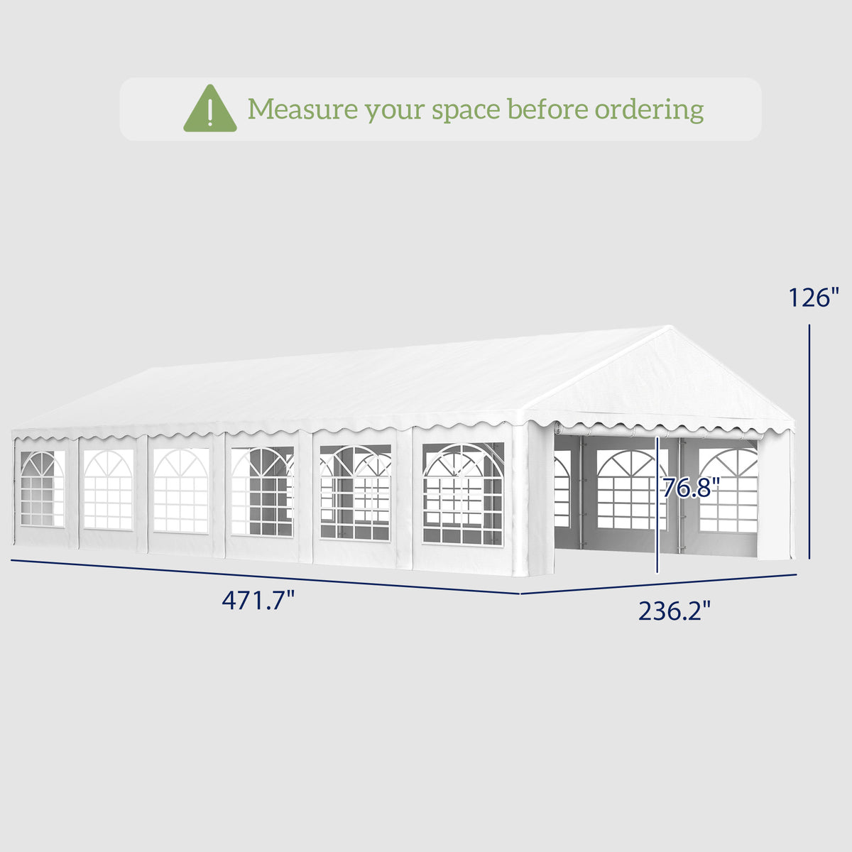 20' x 40' Party Tent, Outdoor Canopy Tent with Removable Sidewalls, 12 Windows for Parties, Wedding, Events, BBQ, White