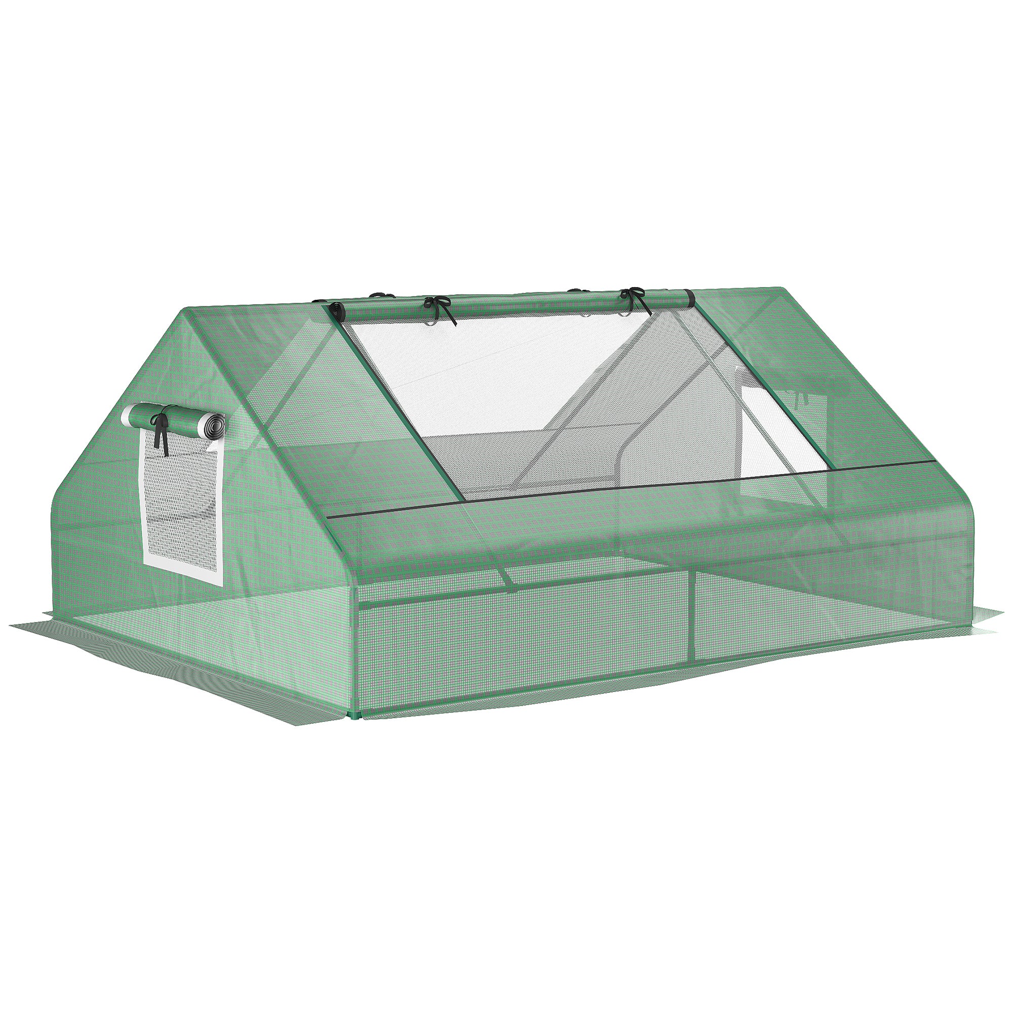 71" x 55" x 32" Mini Greenhouse, Small Green House, Garden Planting Shed, Outdoor Flower Planter Warm House with Zipper Windows, Green - Green