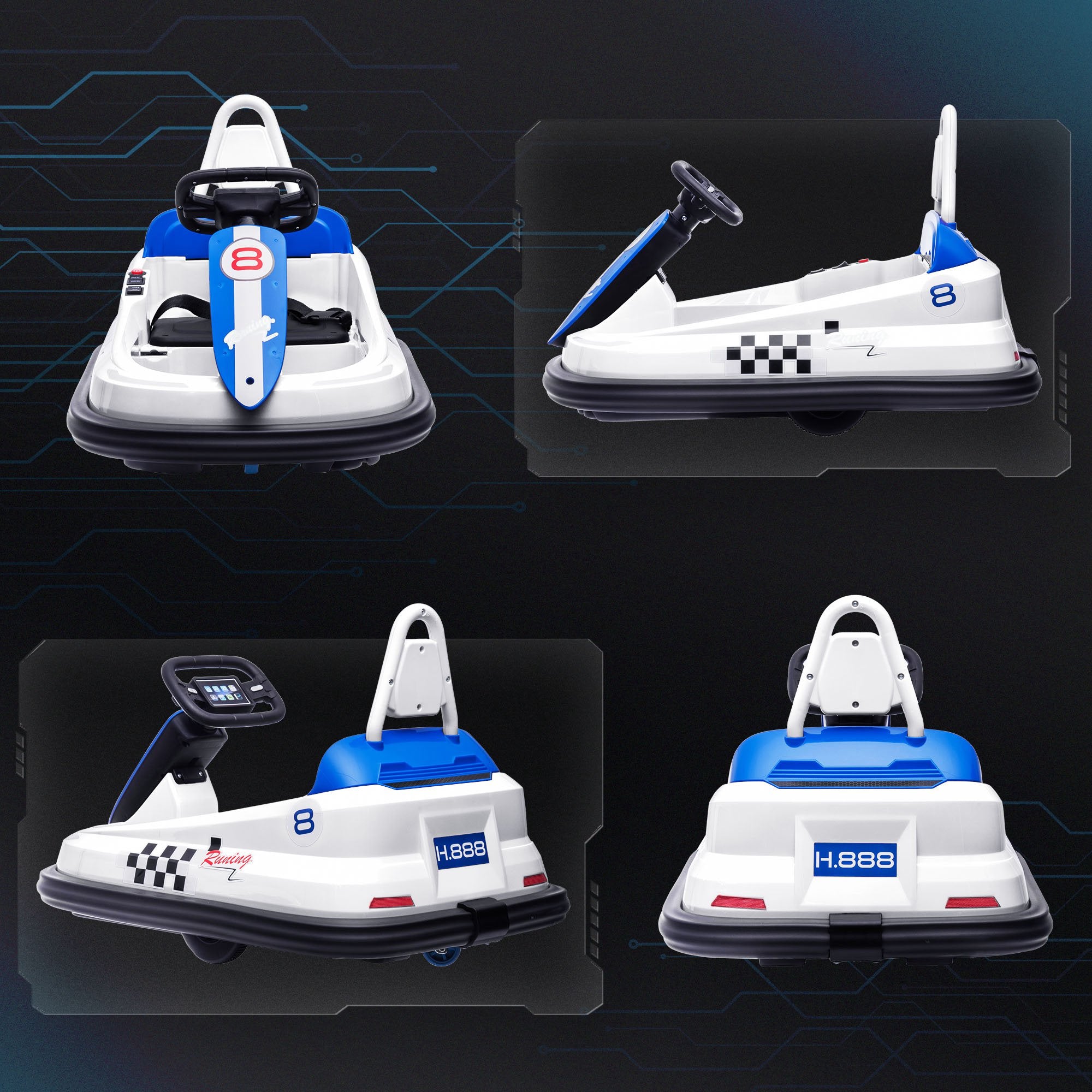 Bumper Car for Kids, 360° Rotation 6V Electric Ride On Bumper, White