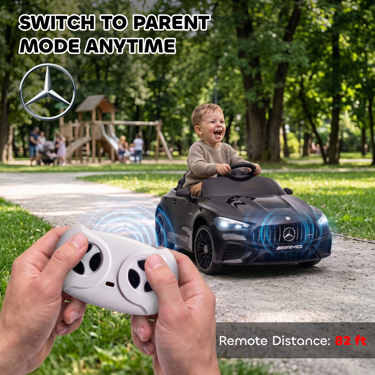 Qaba 12V Electric Car for Kids Licensed Mercedes AMG CLE 53 with Remote, Suspension, Lights, Music for 37-72 Months, Black