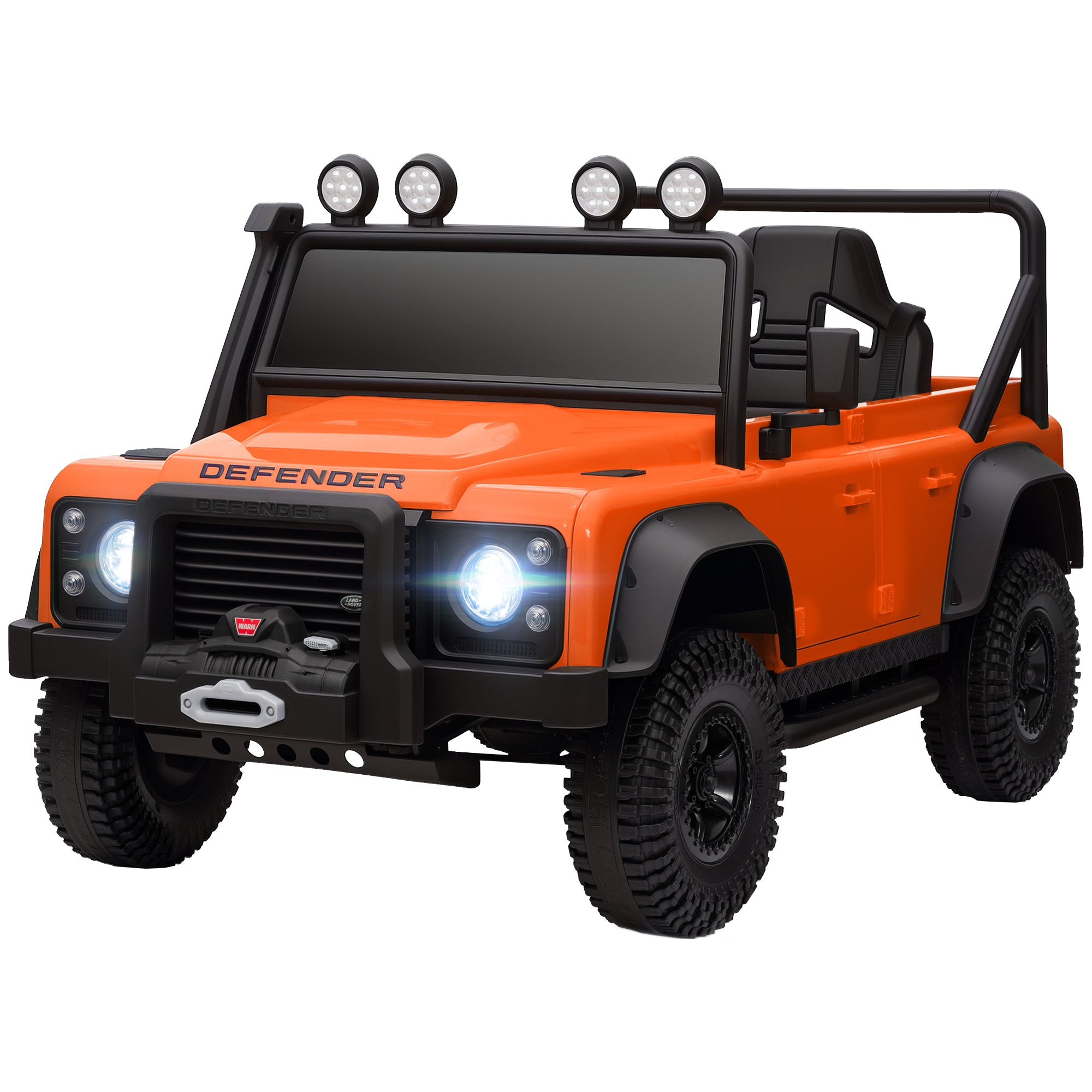 Land Rover Licensed Electric Car for Kids with Remote Control, Dual Motors, Spring Suspension, LED Lights, Orange