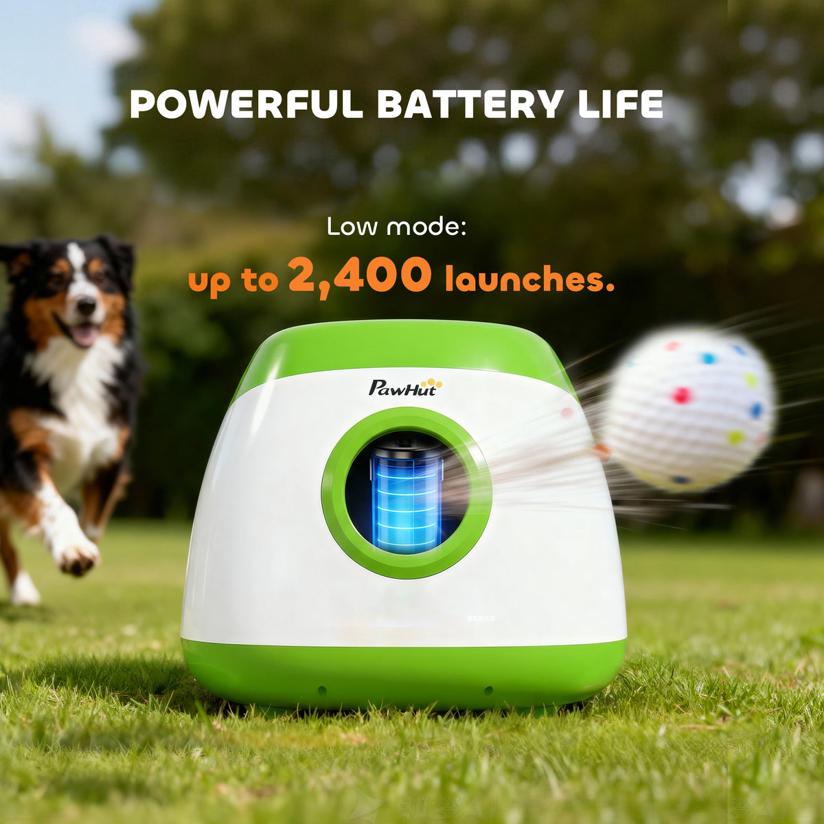 Automatic Dog Ball Launcher with 26-80 FT Distance, Automatic Ball Launcher for Medium and Large Dogs, Green