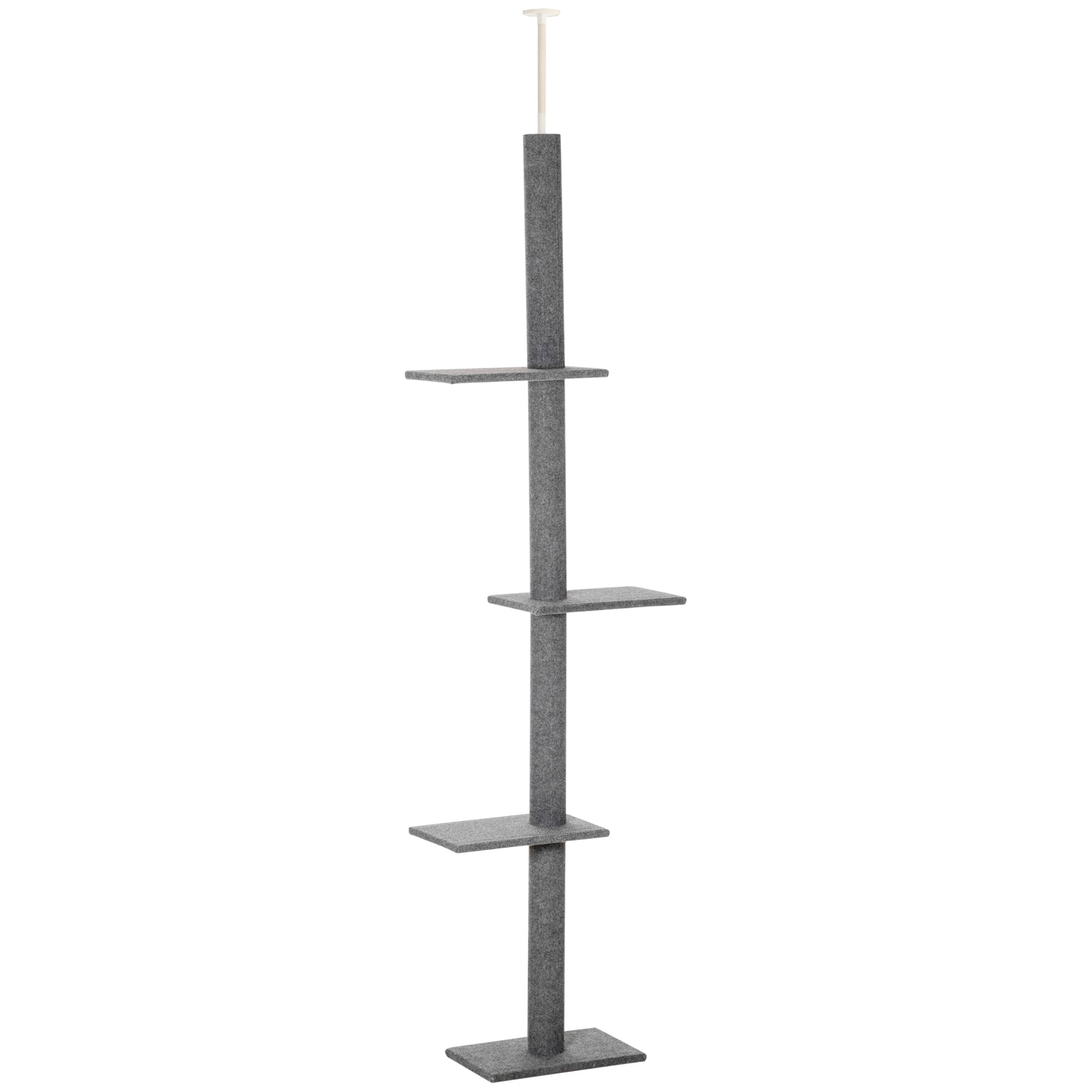 Floor-to-Ceiling Cat Tree Cat Climbing Tower with Sisal-Covered Scratching Posts Natural Cat Tree Activity Center for kittens Cat tower furniture, Grey - Dark Grey