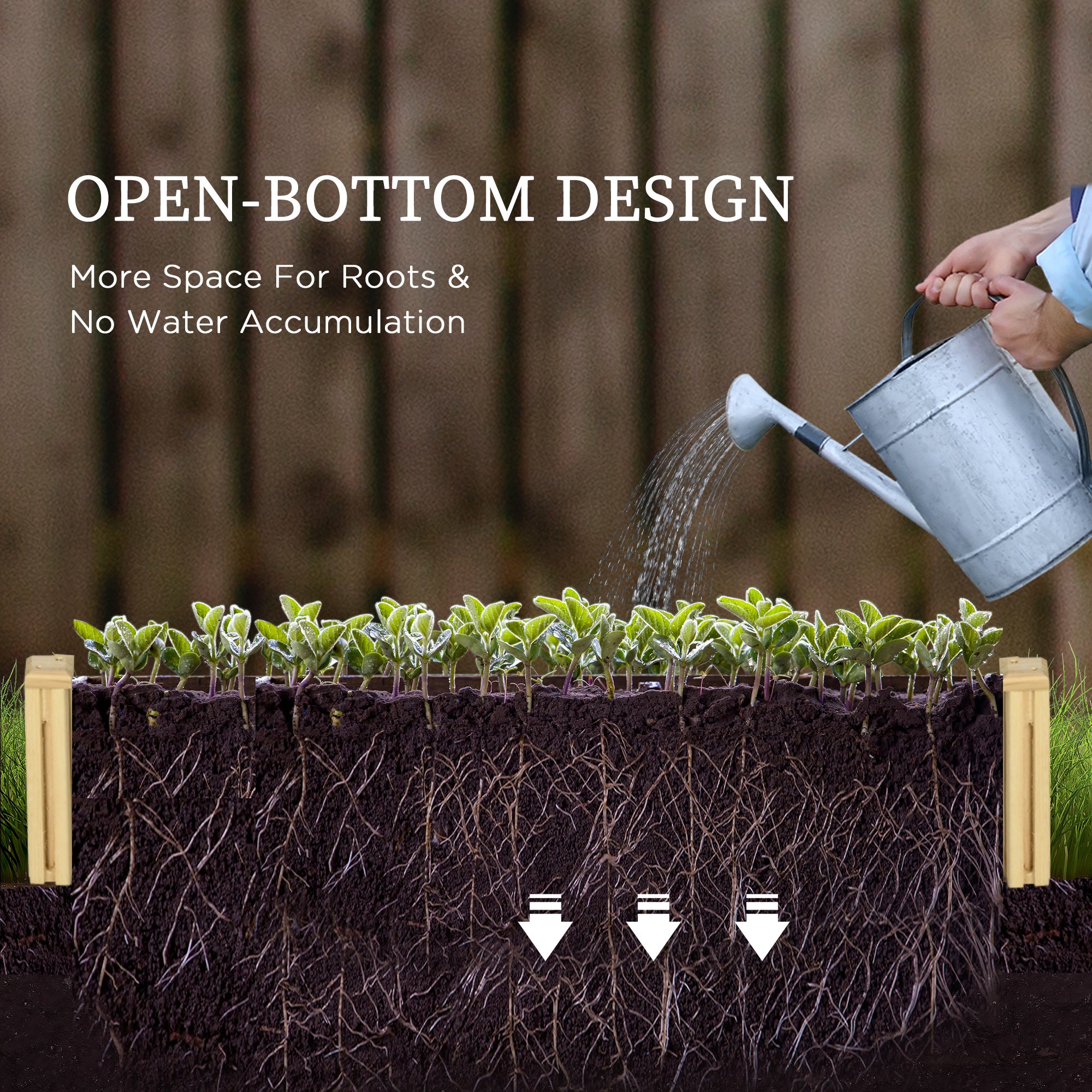 Wood Planter Box with Trellis for Climbing Plants, Raised Garden Bed for Outdoor Flowers Herbs, 91"x24"x43", Natural - Natural Wood - Image 6
