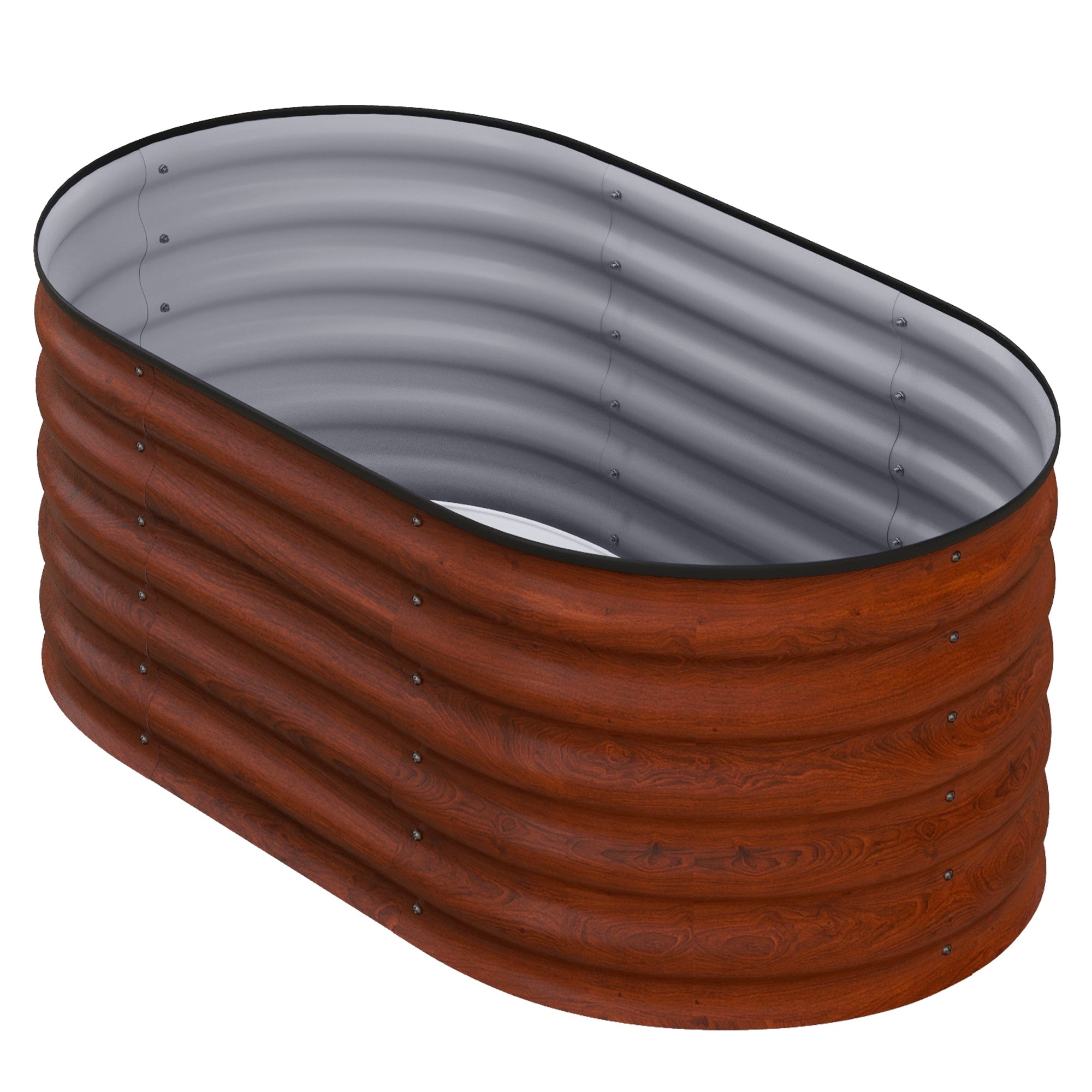 3.4' x 2' x 1.4' Galvanized Raised Garden Bed Kit, Metal Planter Box with Safety Edging, Brown - Brown