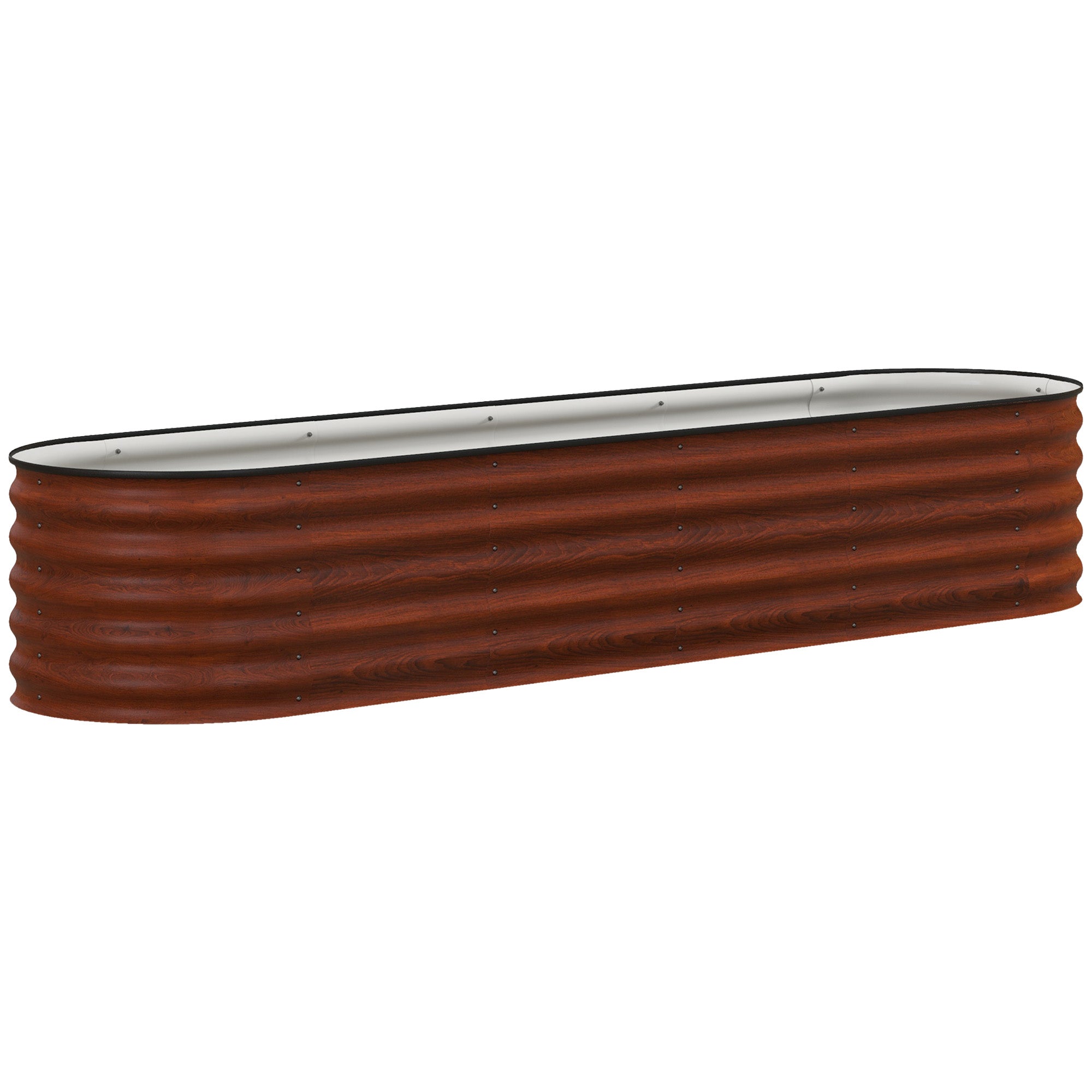 7.9' x 2' x 1.4' Galvanized Raised Garden Bed Kit, Metal Planter Box with Safety Edging, Brown - Brown
