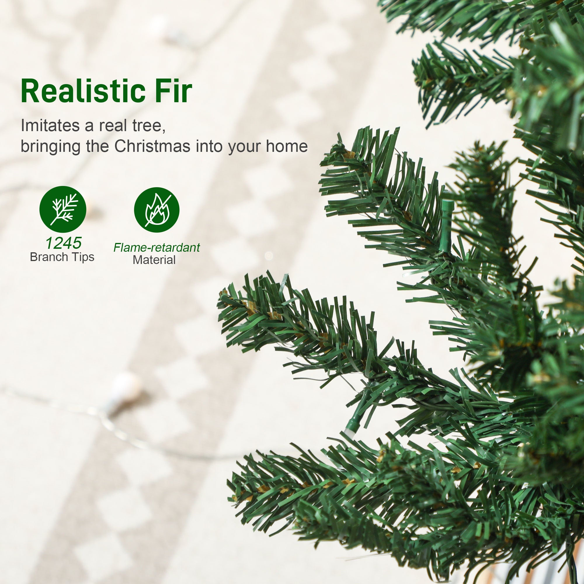 7ft Artificial Christmas Tree with Colorful DIY Synchronized Lights, Remote, Hinged Slim Fir with Daily Timer