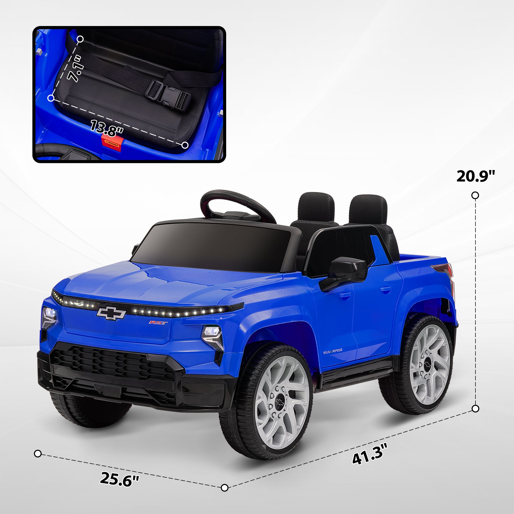 12V Chevrolet Silverado EV RST Licensed Kids Electric Car with Parent Remote Control, Spring Suspension, Blue