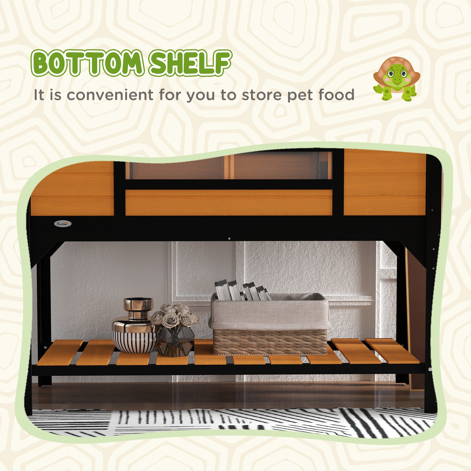Tortoise Enclosure Tortoise House with Adjustable Lamp Holder Storage Shelf, Dual Main Houses, Openable Lid, Yellow - Yellow - Image 7
