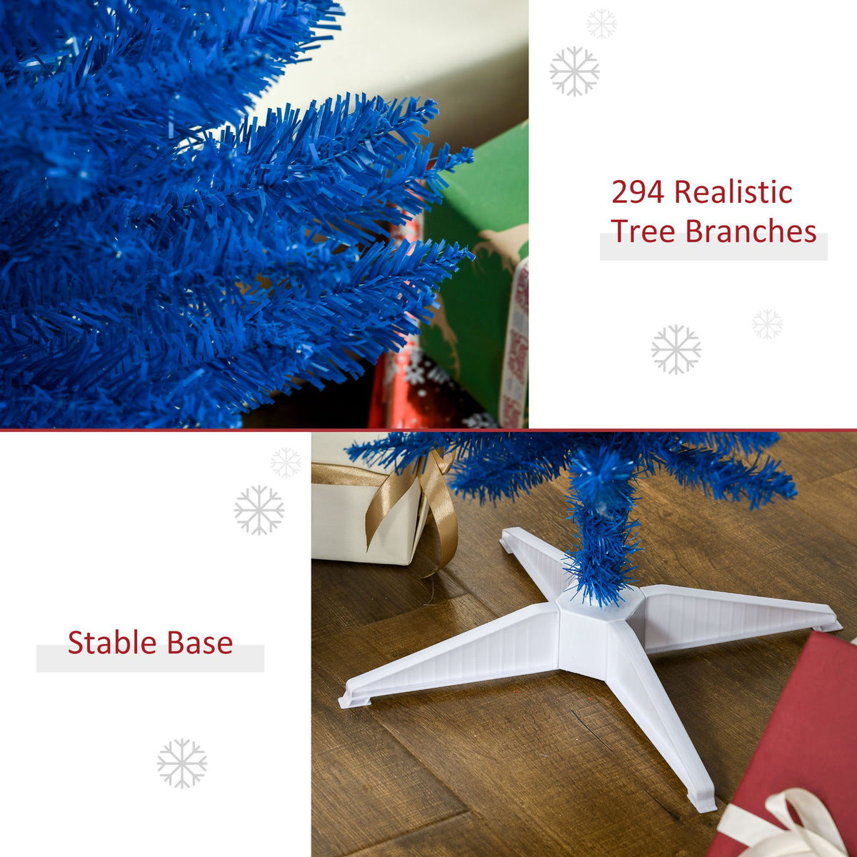 5FT Decorated Christmas Tree, Pencil Christmas Tree with 294 Realistic Branch Tips and Plastic Stand, Blue