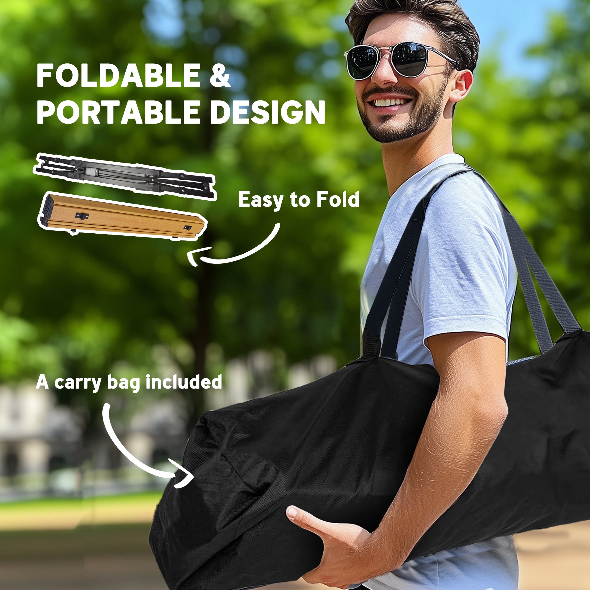 3ft Aluminum Small Folding Table, Portable Camping Table with Storage Bag, Carry Bag for Outdoor Picnic BBQ, Brown