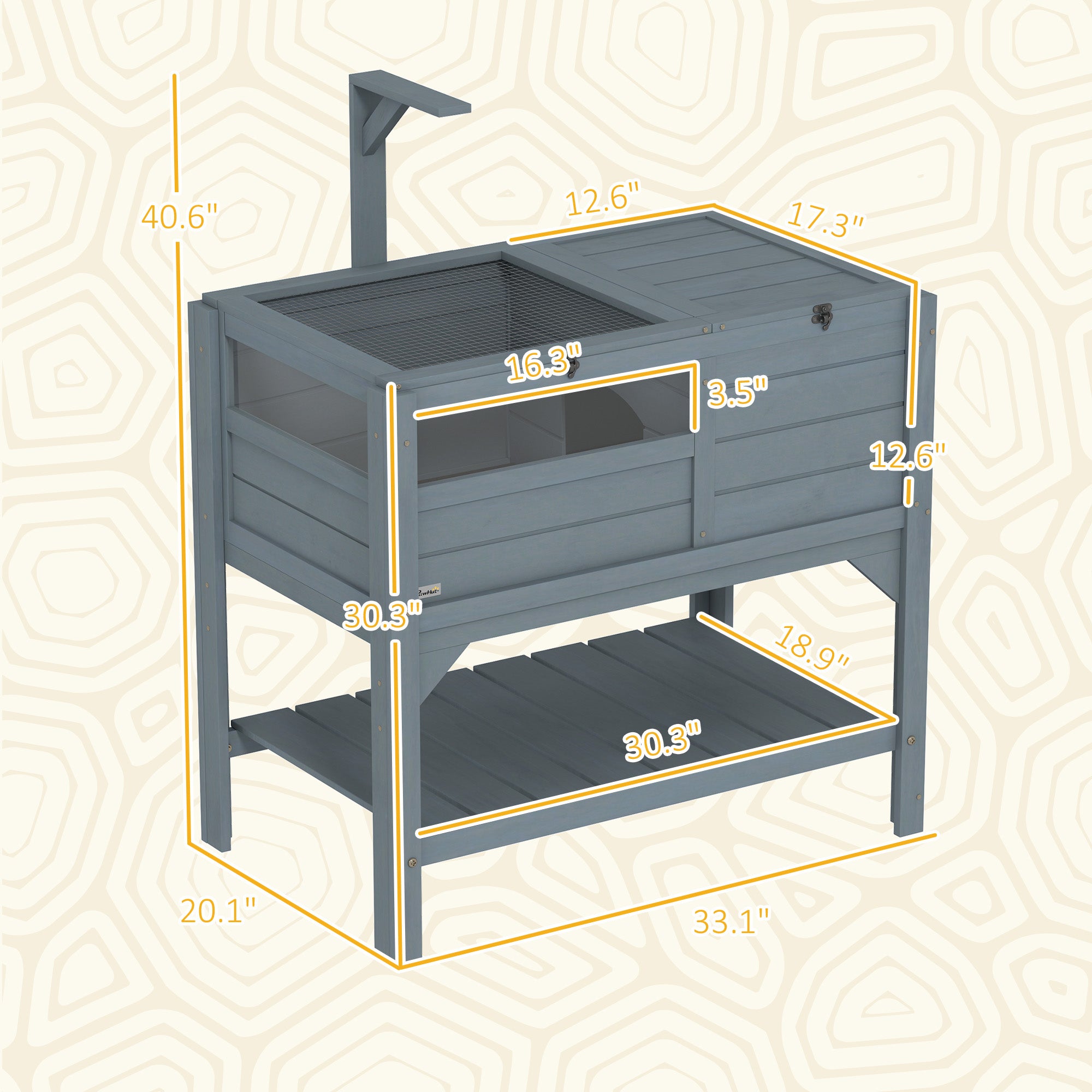 Tortoise Habitat with Shelf Storage Tortoise Gift Accessory with Weather Protection for Indoor, Gray - Gray - Image 3