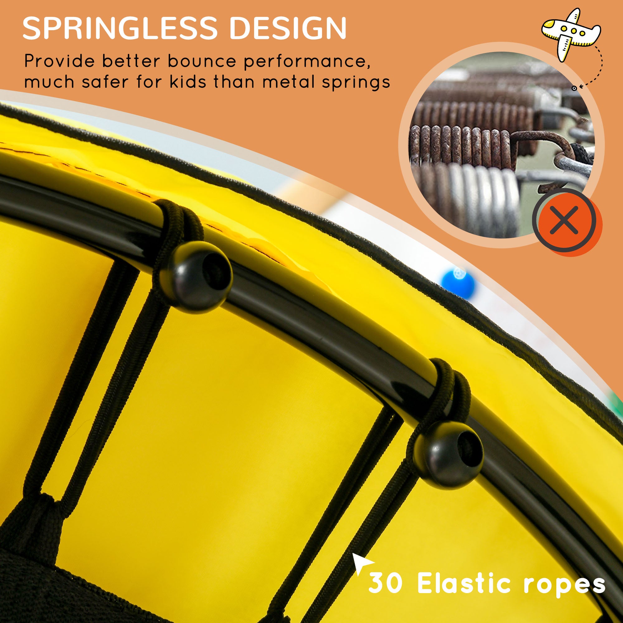 4.6' Trampoline for Kids with Safety Enclosure & Ball Pit, Yellow