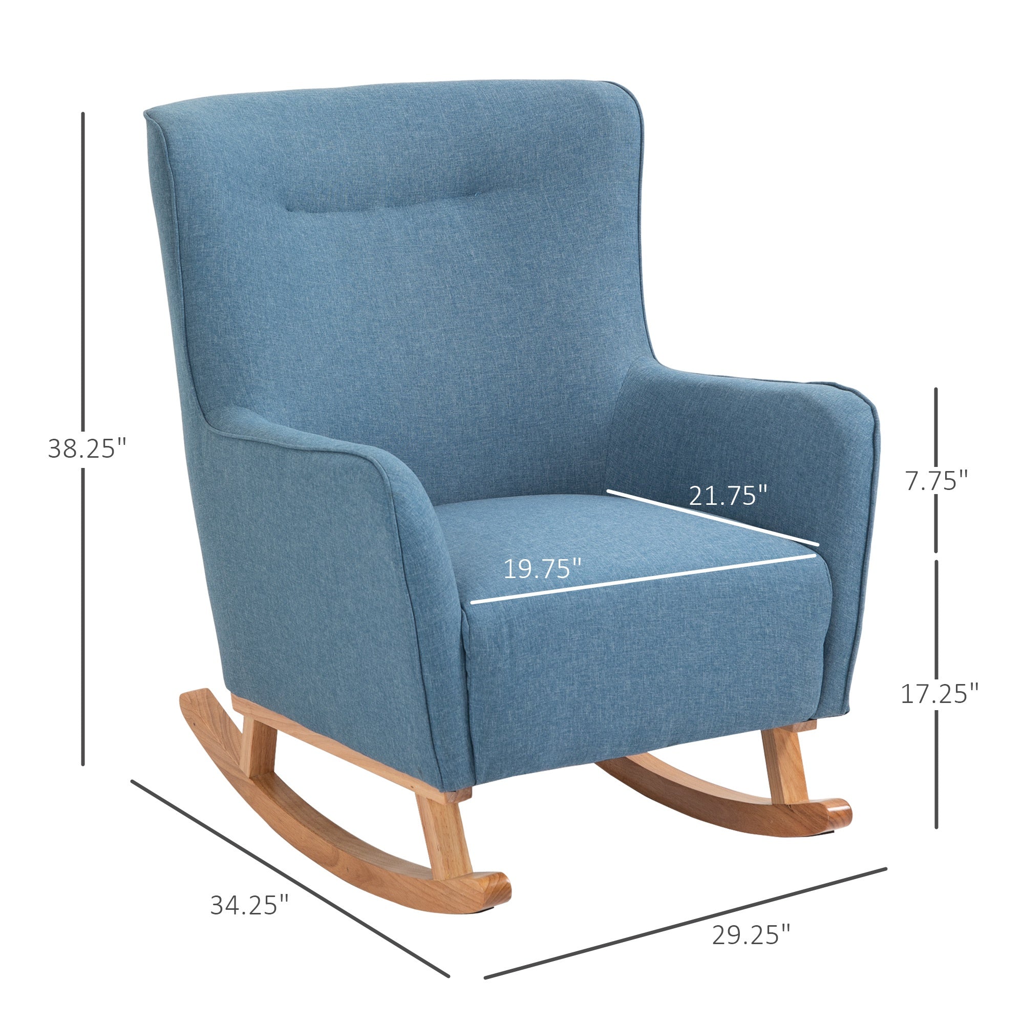 Modern Rocking Chair Sofa Armchair Modern Accent Chair, Blue