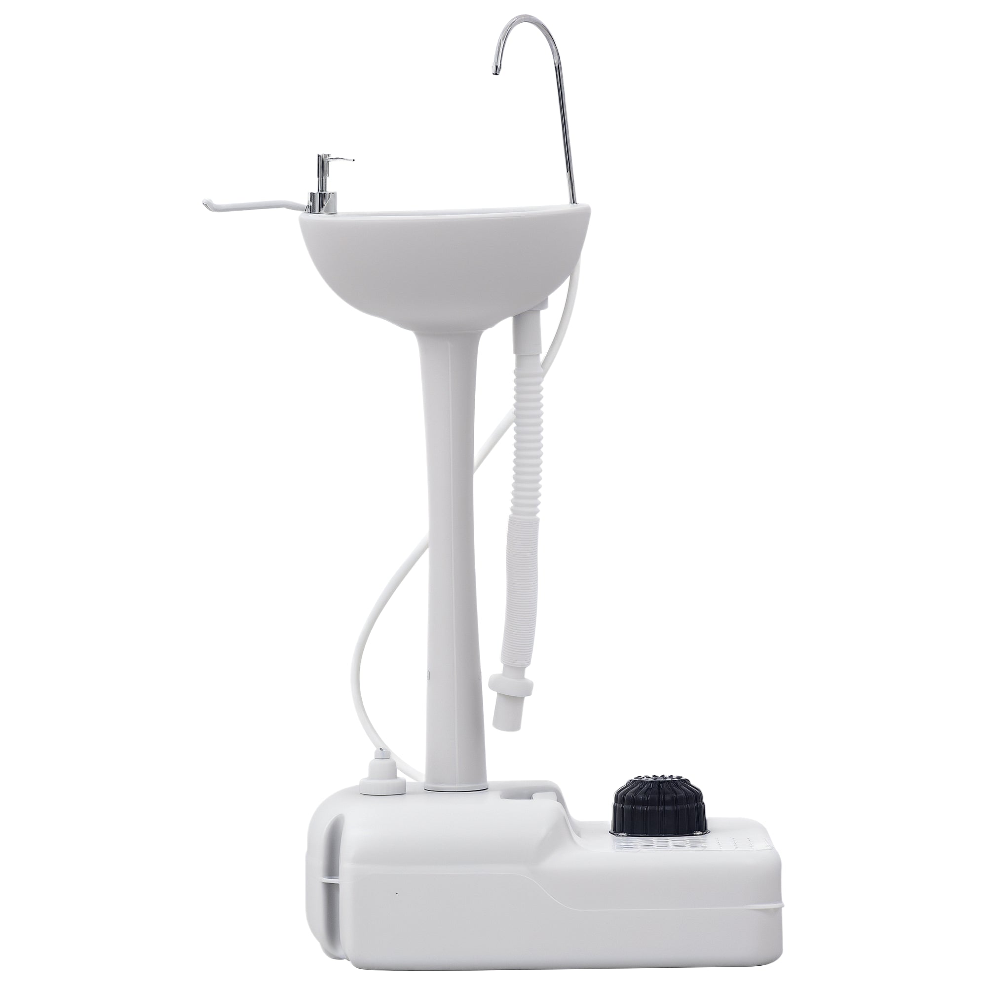 Portable Camping Sink, Portable Sink Hand Wash Station with 4.5 Gallon (17L) Tank, Rolling Wheels, Soap Dispenser, Towel Holder for RV, Outdoor Events, Gatherings, HDPE, White