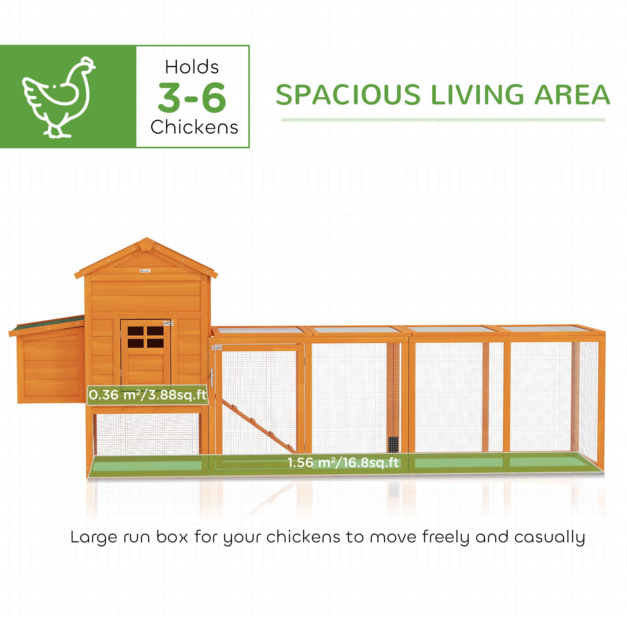 Extra Large Run Included Chicken Coop with Removable Tray Orange - Orange - Image 4