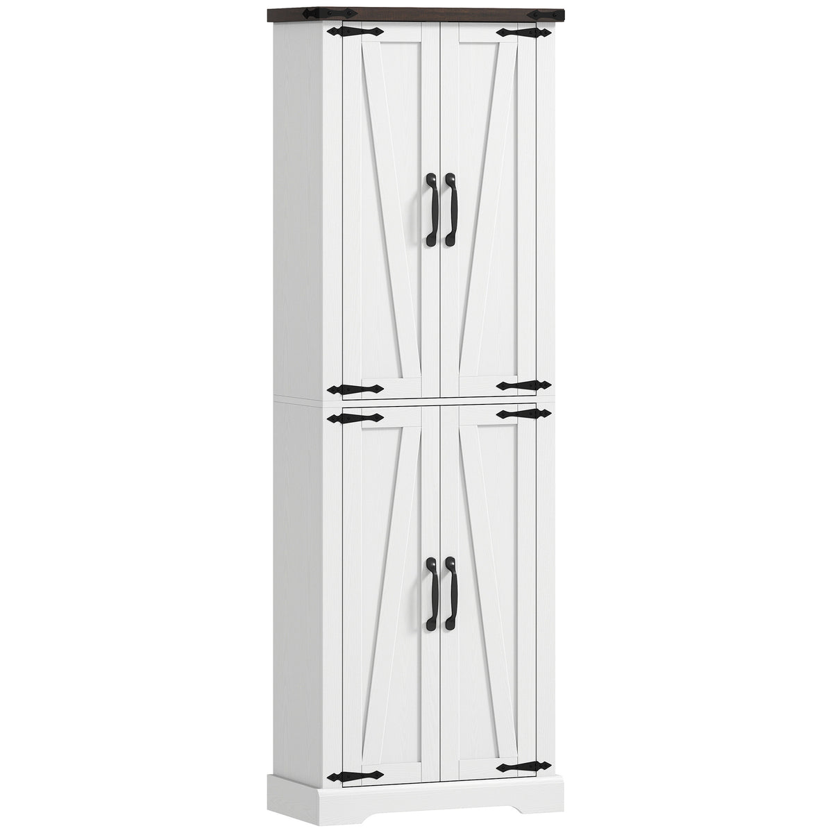 72" Tall Pantry Cabinet, Farmhouse Freestanding Kitchen Storage Cabinet with Adjustable Shelves for Dining Room, White