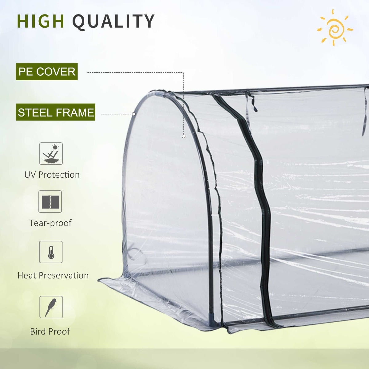 11.5' L x 3.25' W x 2.5' H PVC Metal Tunnel Garden Greenhouse Kit - Clear - Image 7